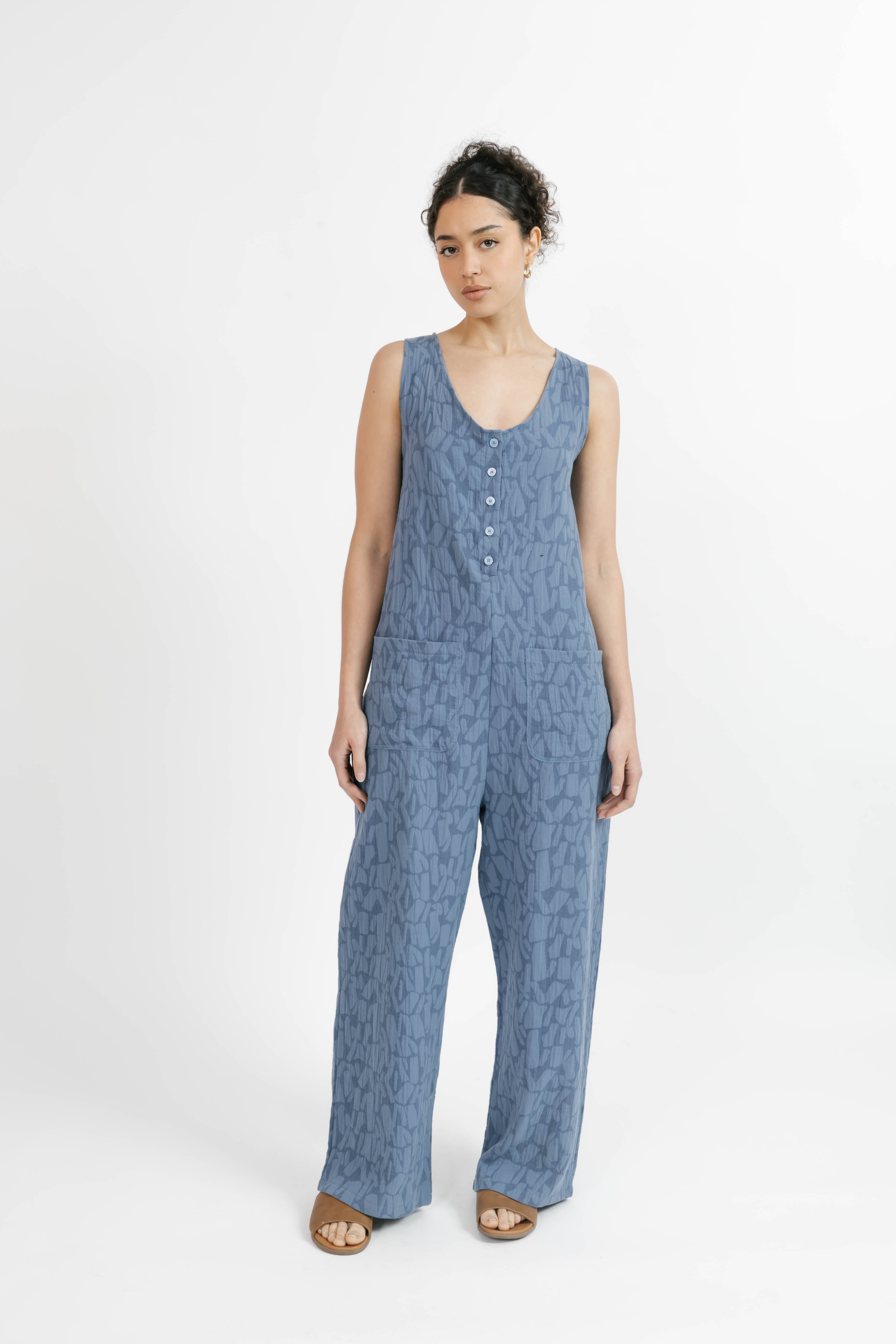 Wesley Romper in Steel Blue