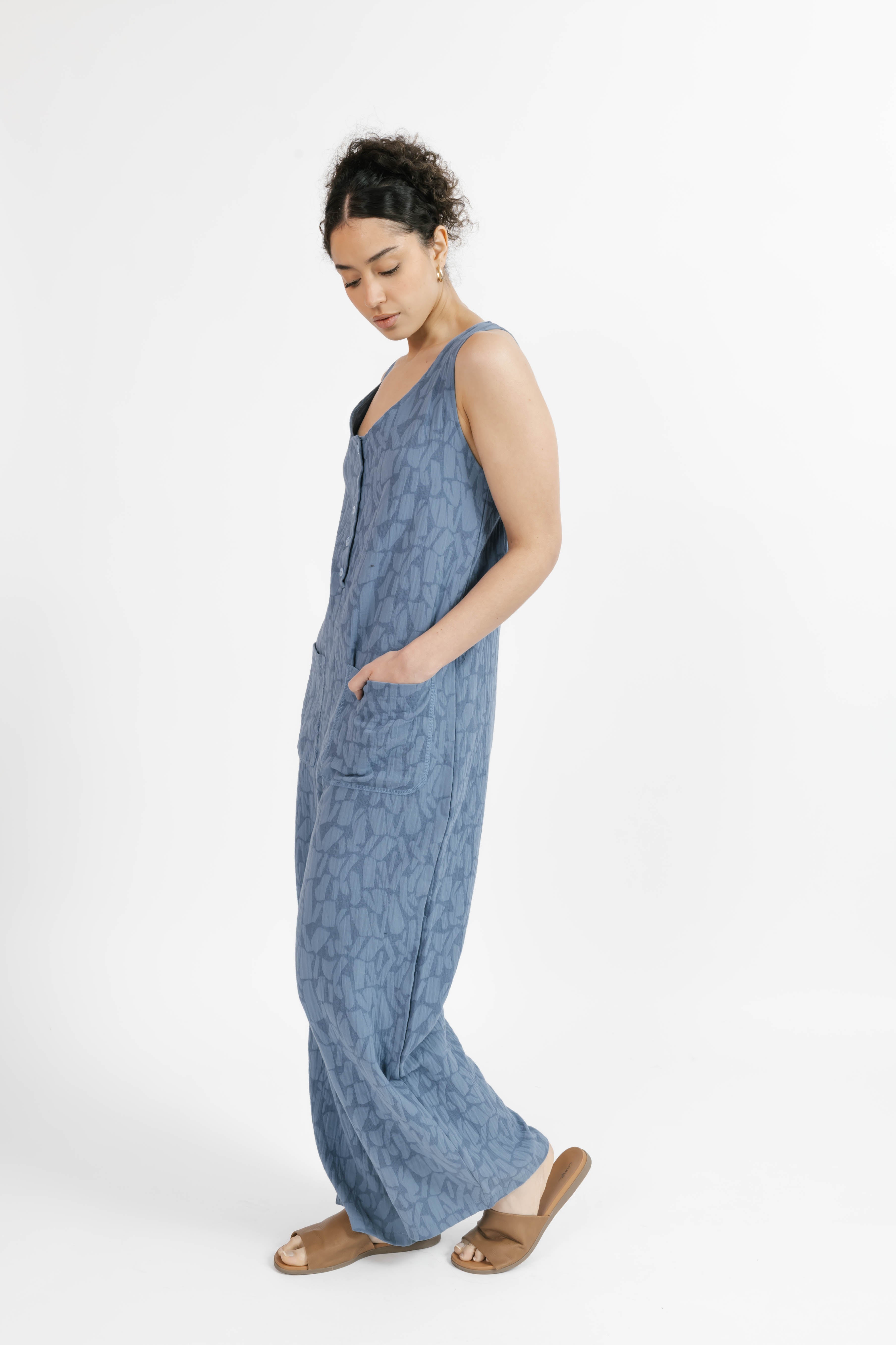 Wesley Romper in Steel Blue