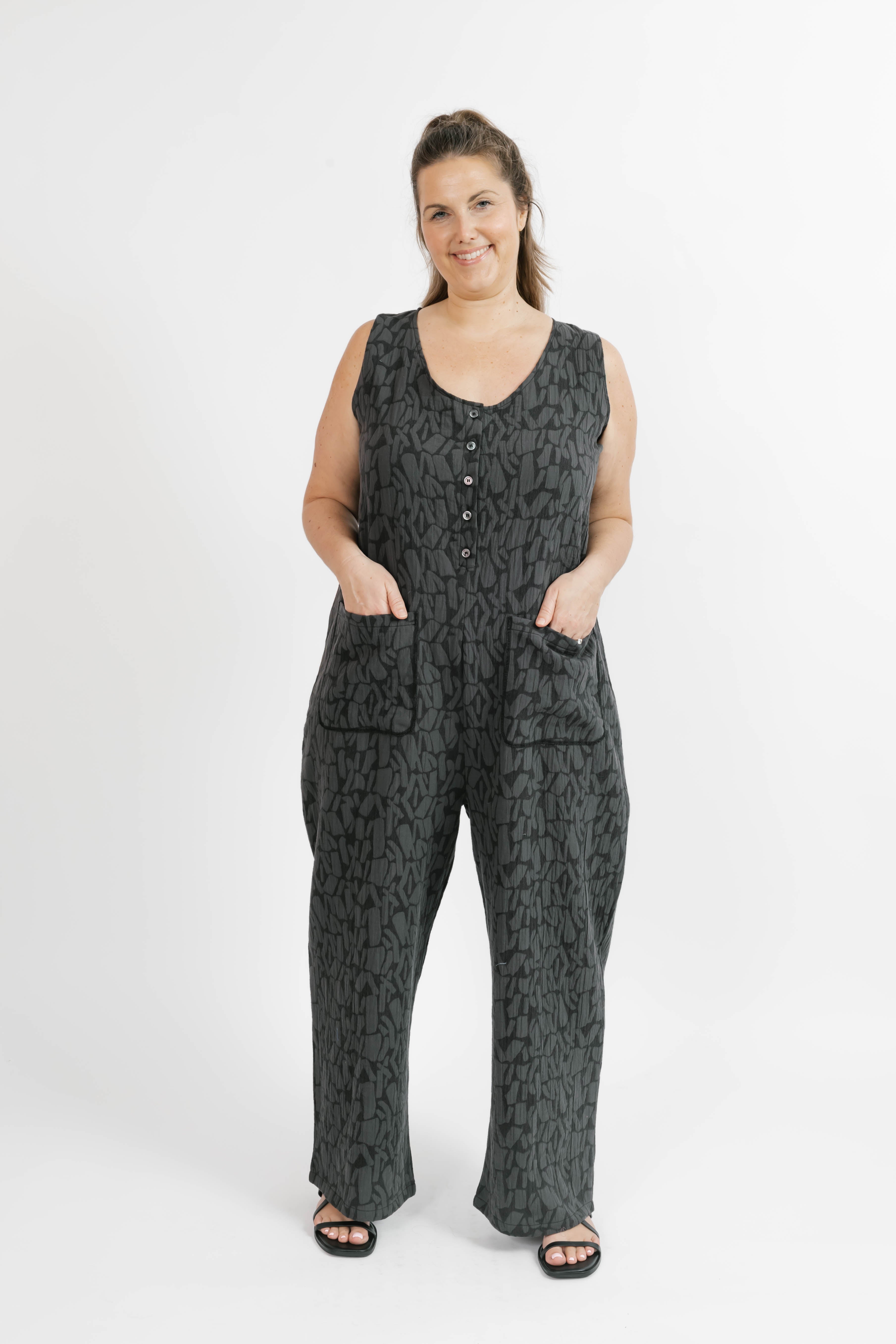 Wesley Romper in Stormy Gray