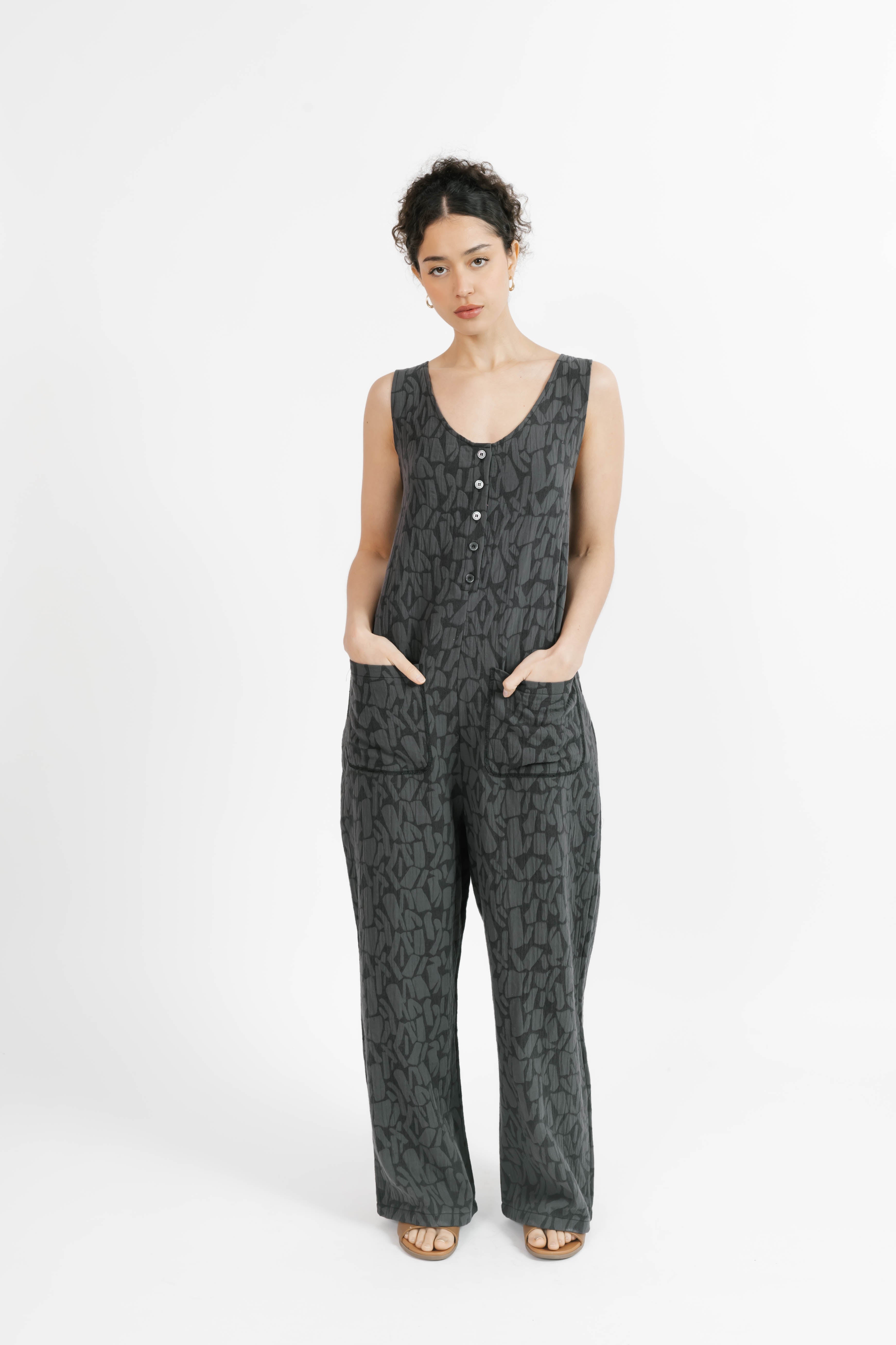 Wesley Romper in Stormy Gray