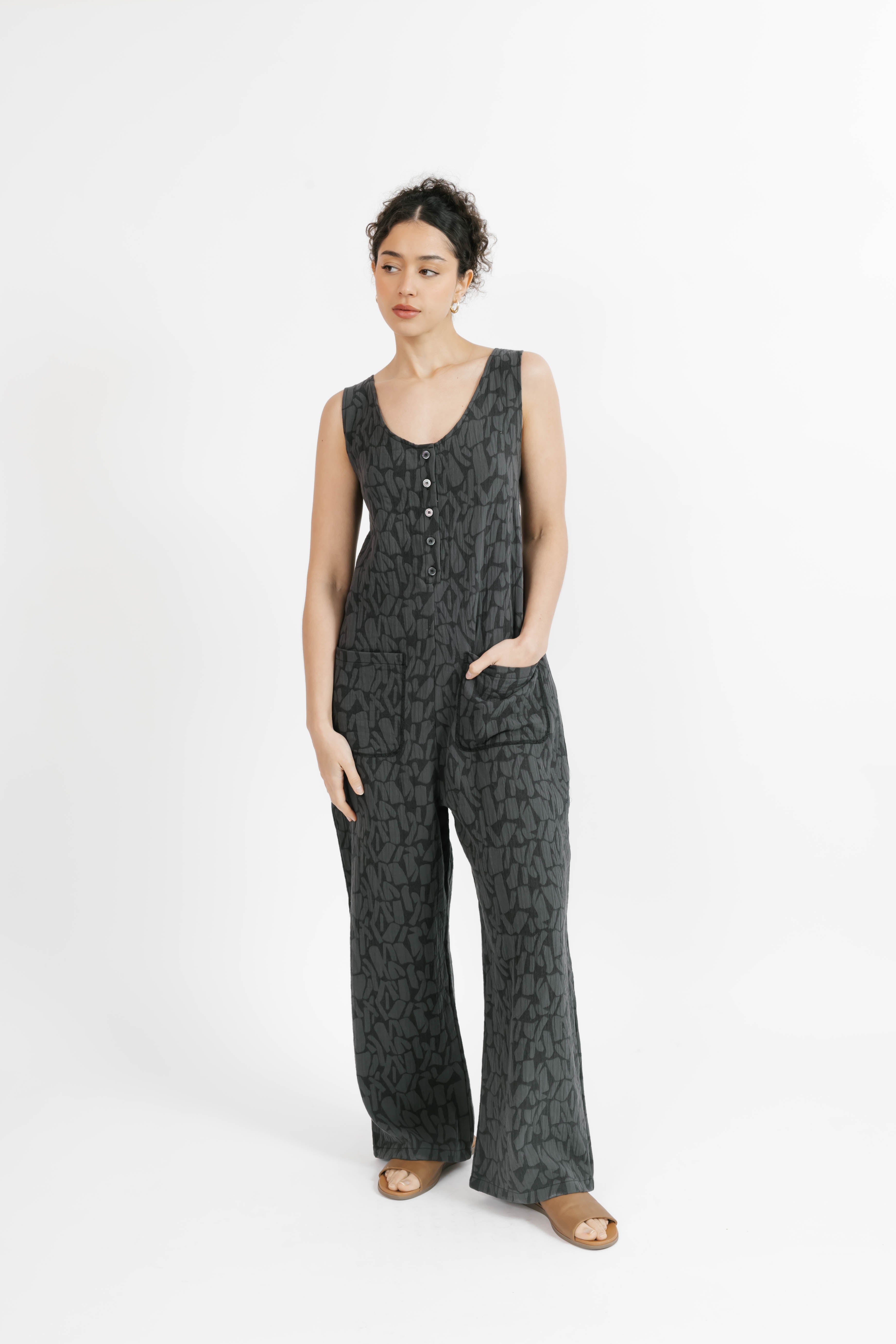 Wesley Romper in Stormy Gray