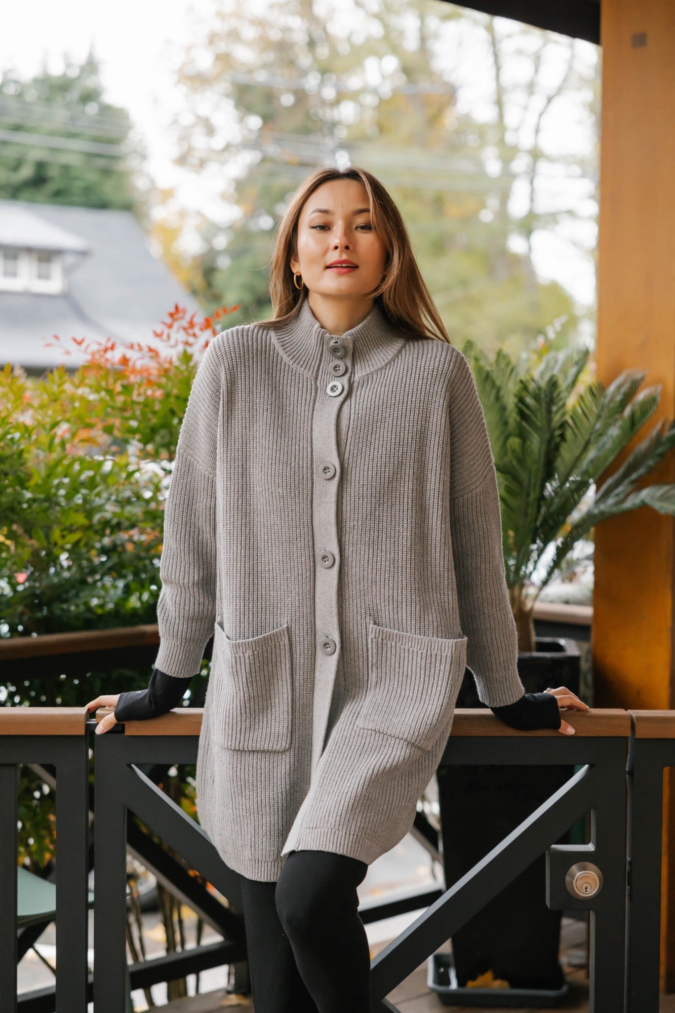 Whimsy Long Cardigan in Mid Heather Grey