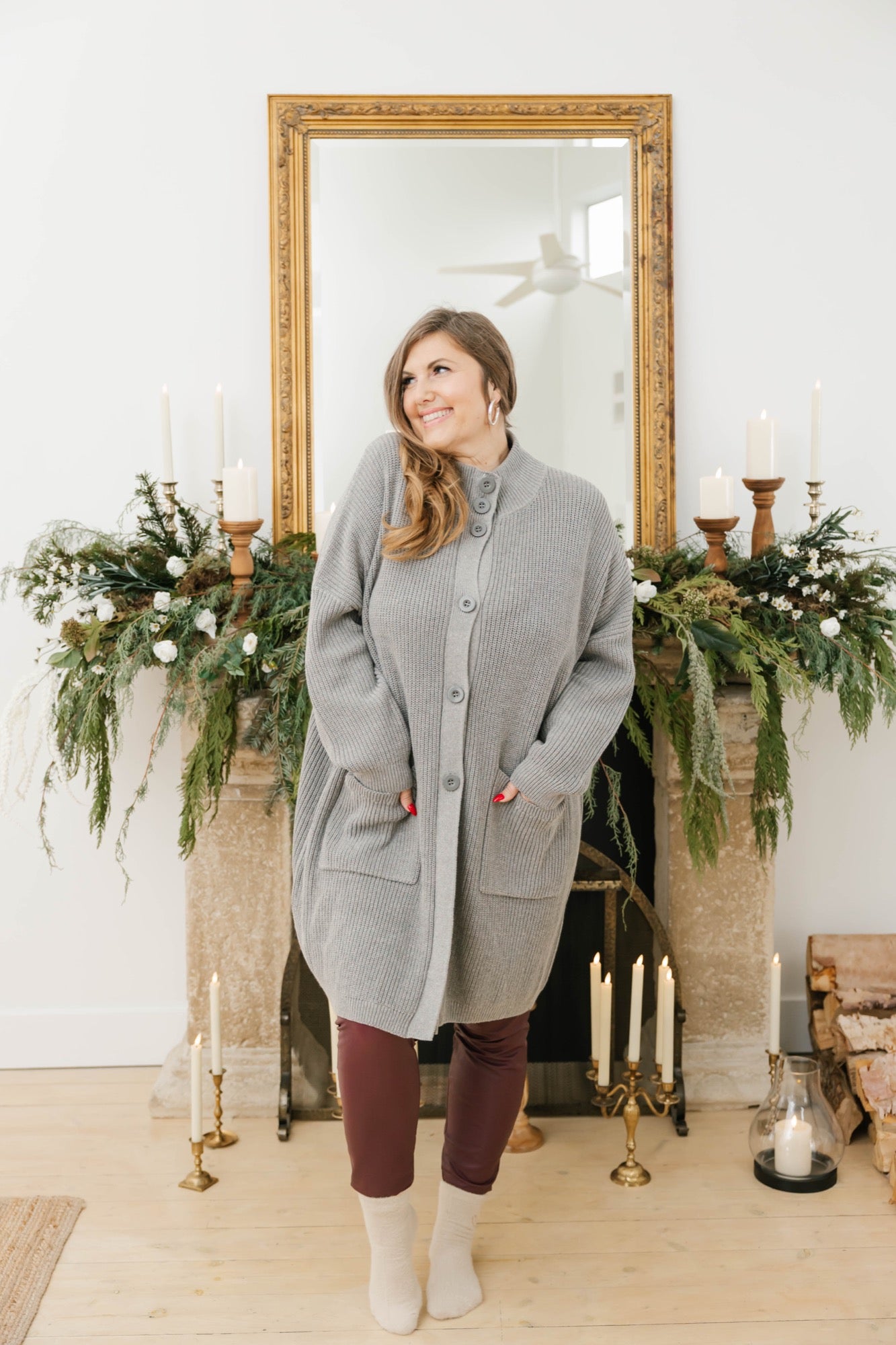 Whimsy Long Cardigan in Mid Heather Grey