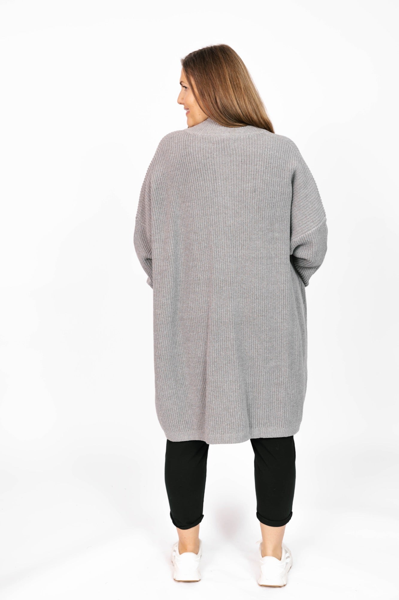 Whimsy Long Cardigan in Mid Heather Grey