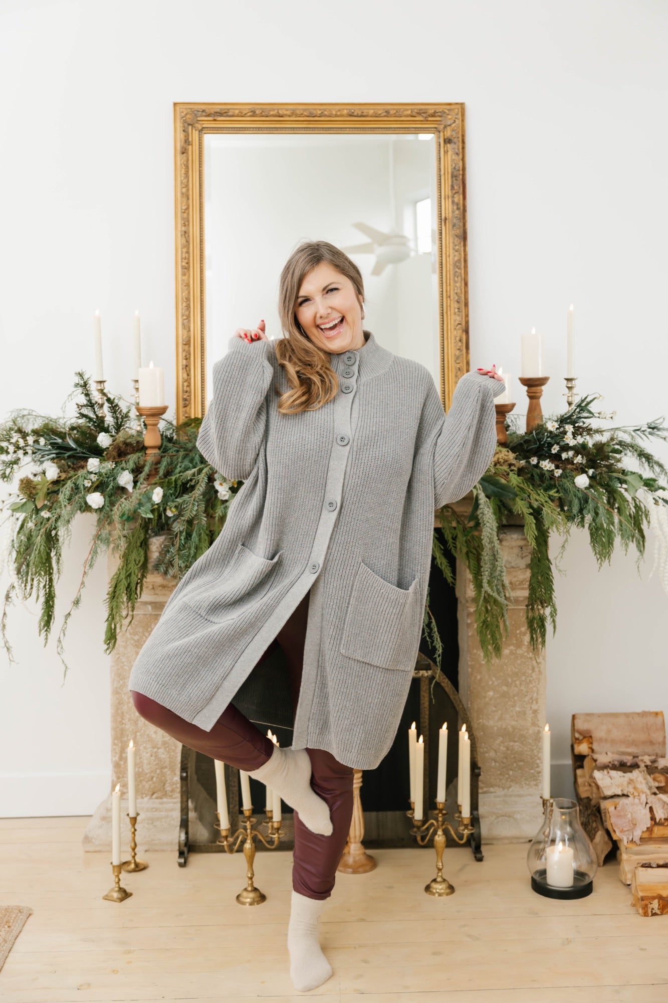 Whimsy Long Cardigan in Mid Heather Grey