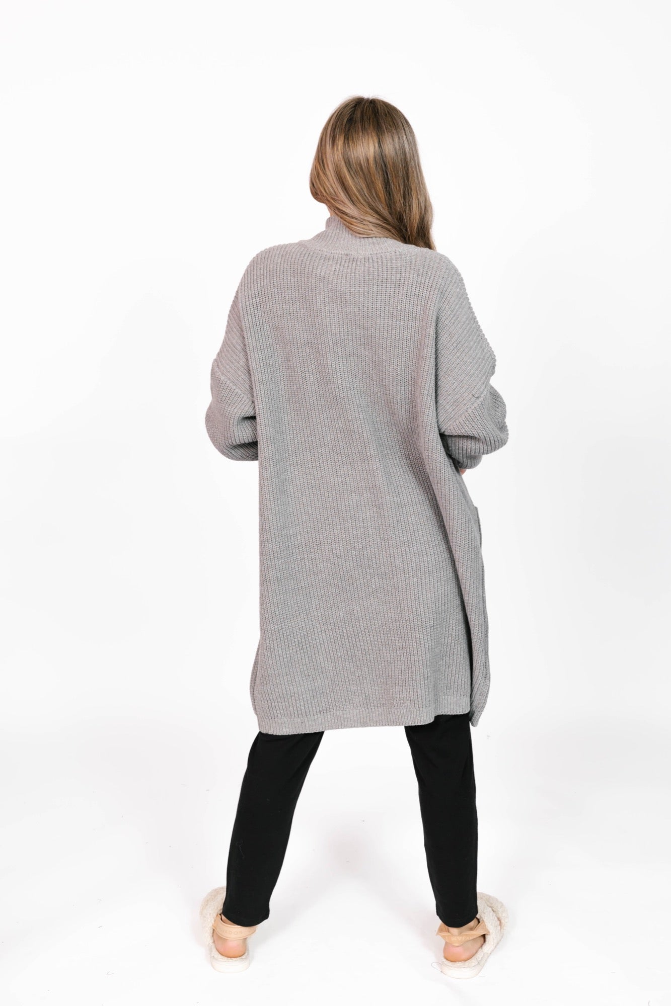 Whimsy Long Cardigan in Mid Heather Grey