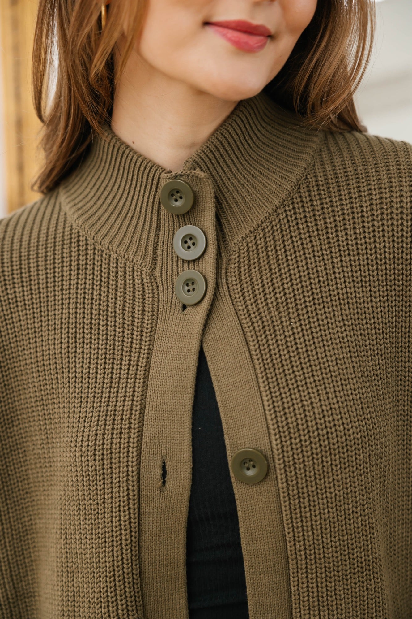 Whimsy Long Cardigan in Olive Green