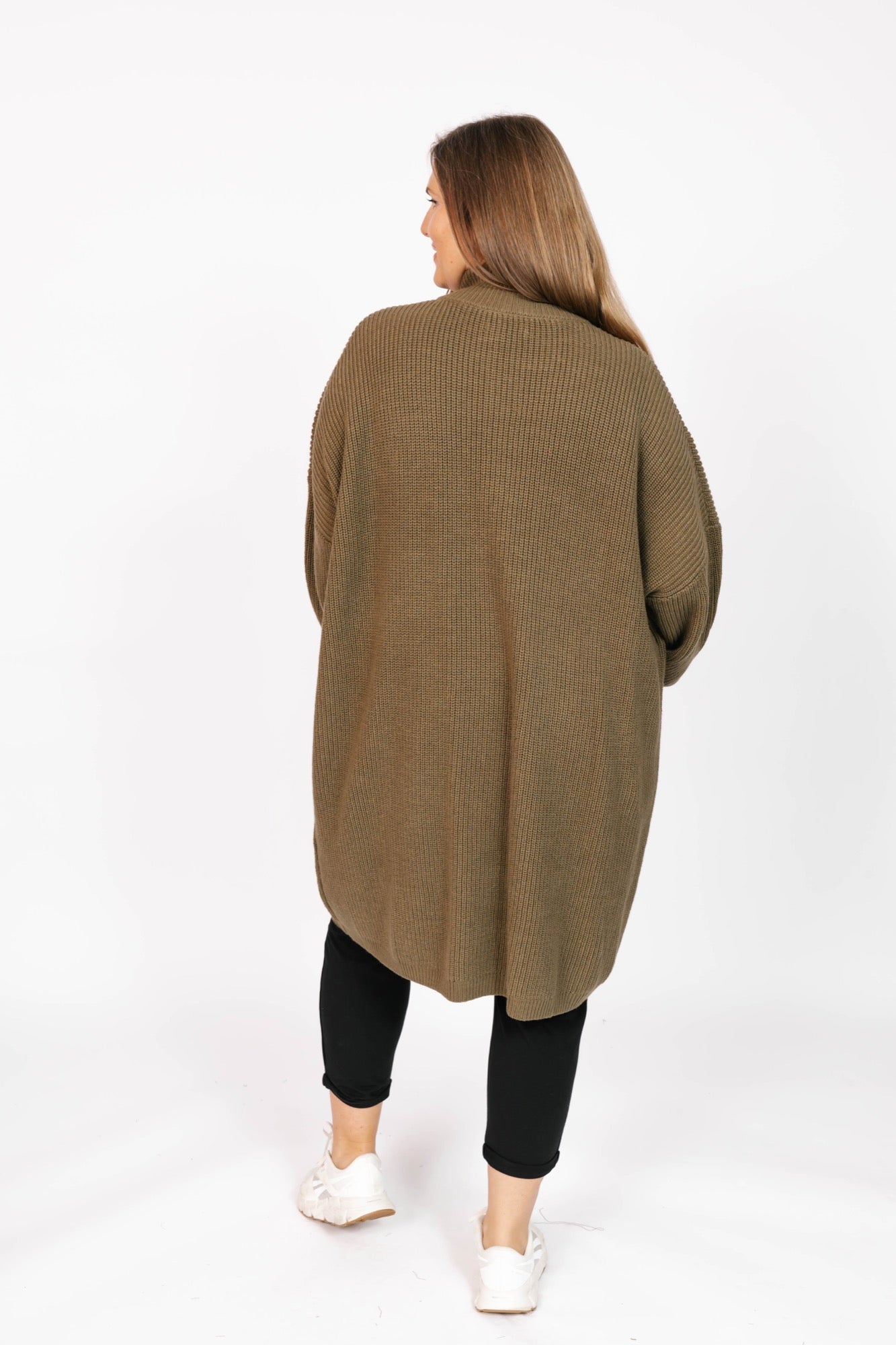 Whimsy Long Cardigan in Olive Green