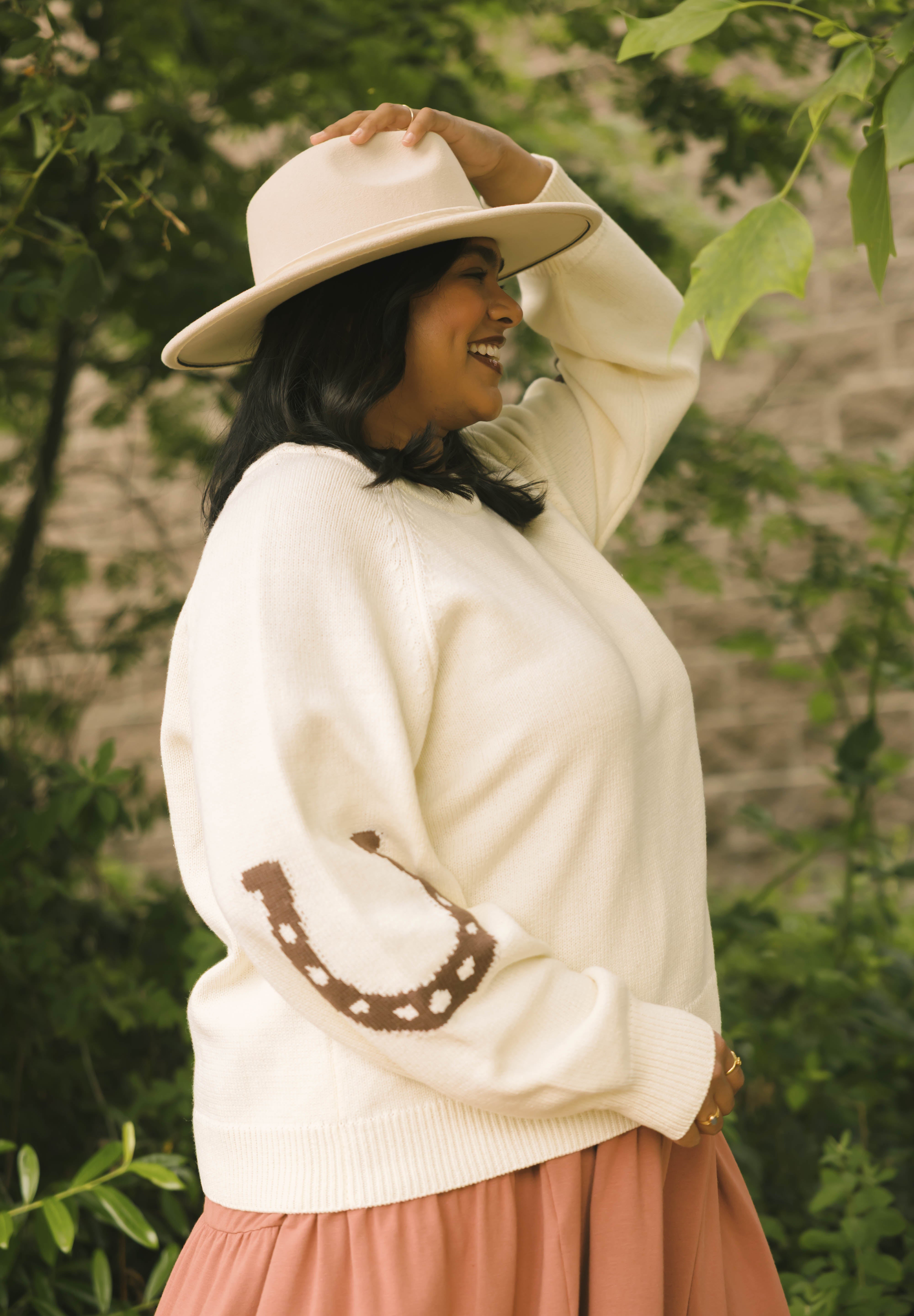 Yeehaw Sweater in Cream/Brown