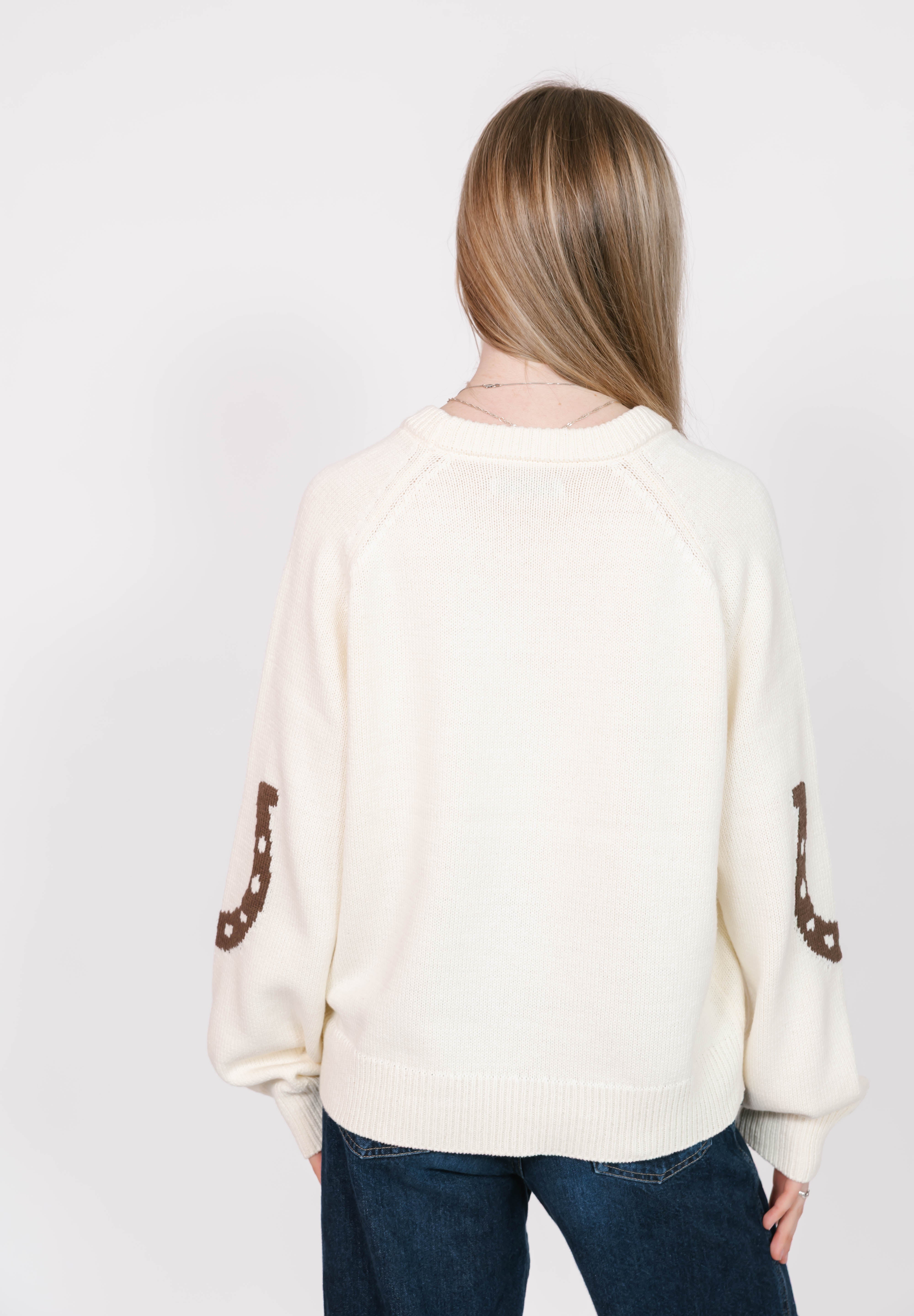 Yeehaw Sweater in Cream/Brown