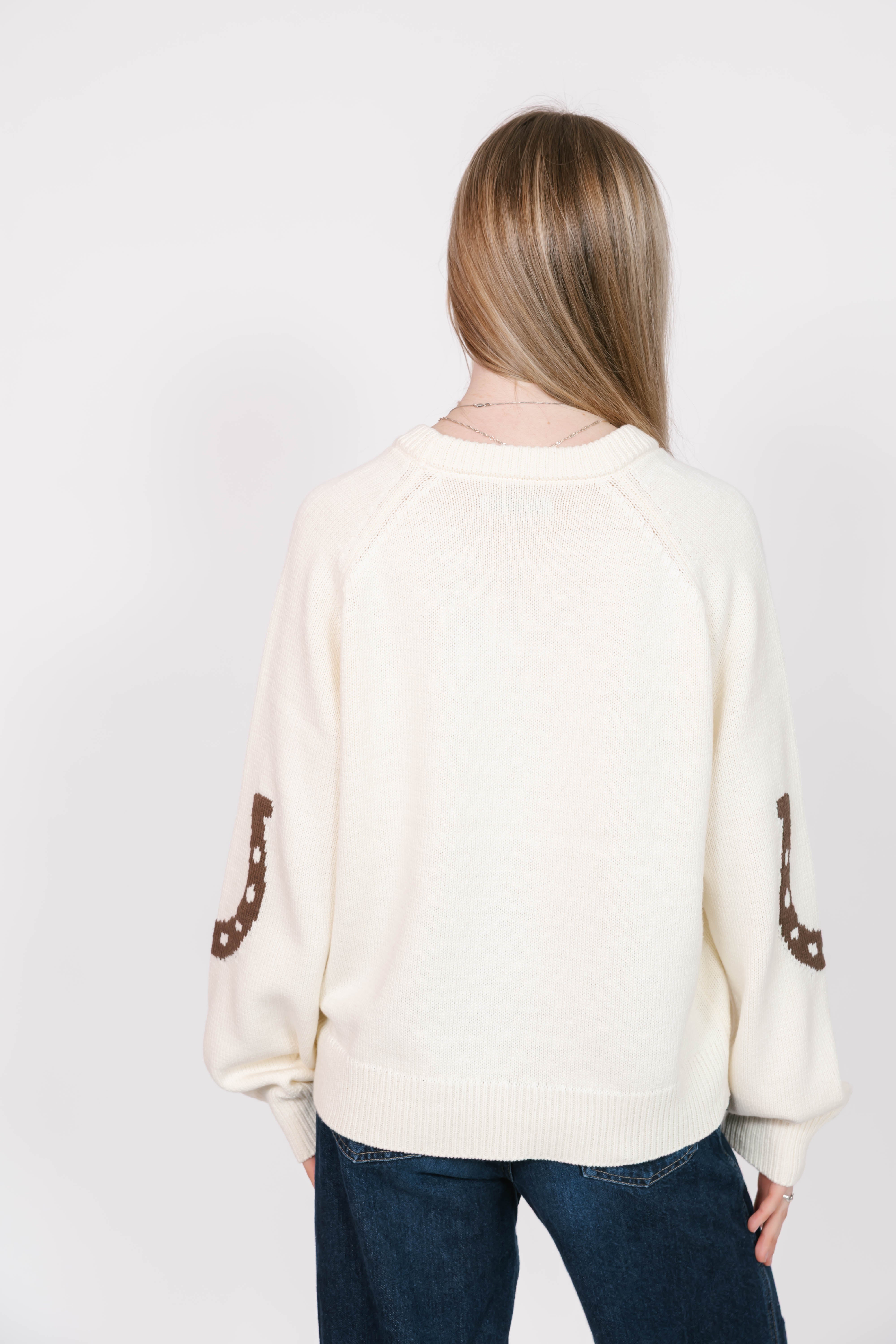 Yeehaw Sweater in Cream/Brown