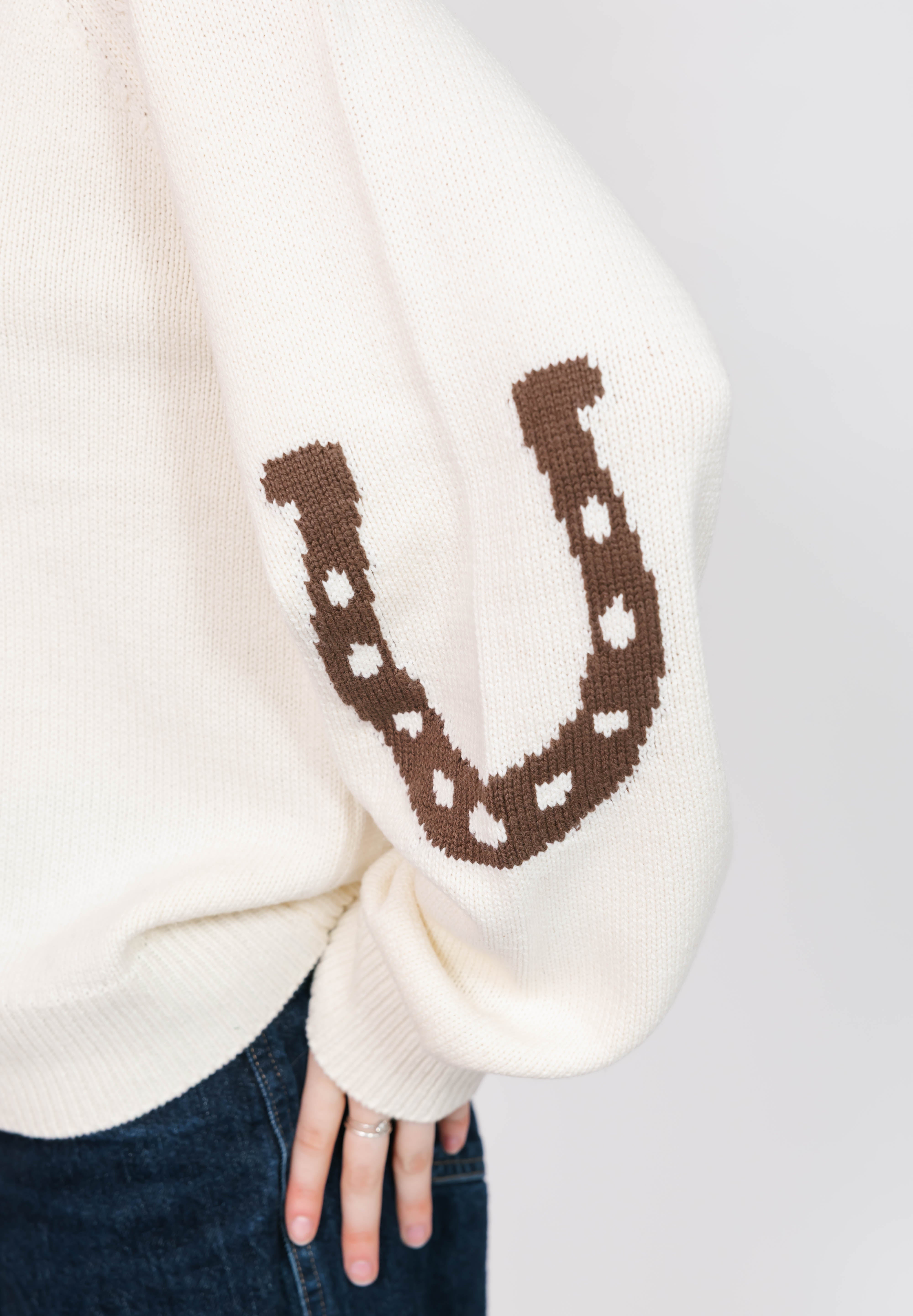 Yeehaw Sweater in Cream/Brown