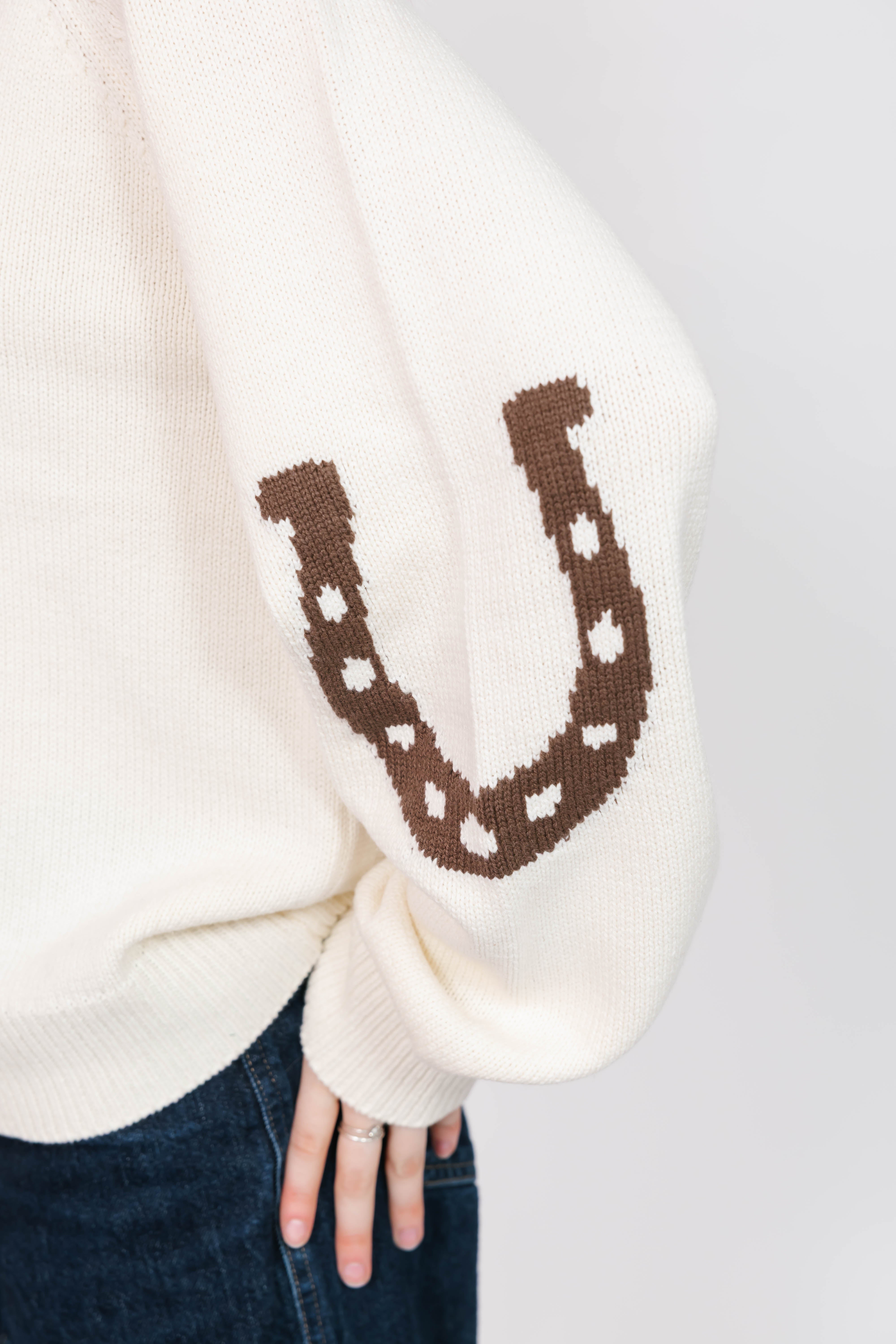 Yeehaw Sweater in Cream/Brown