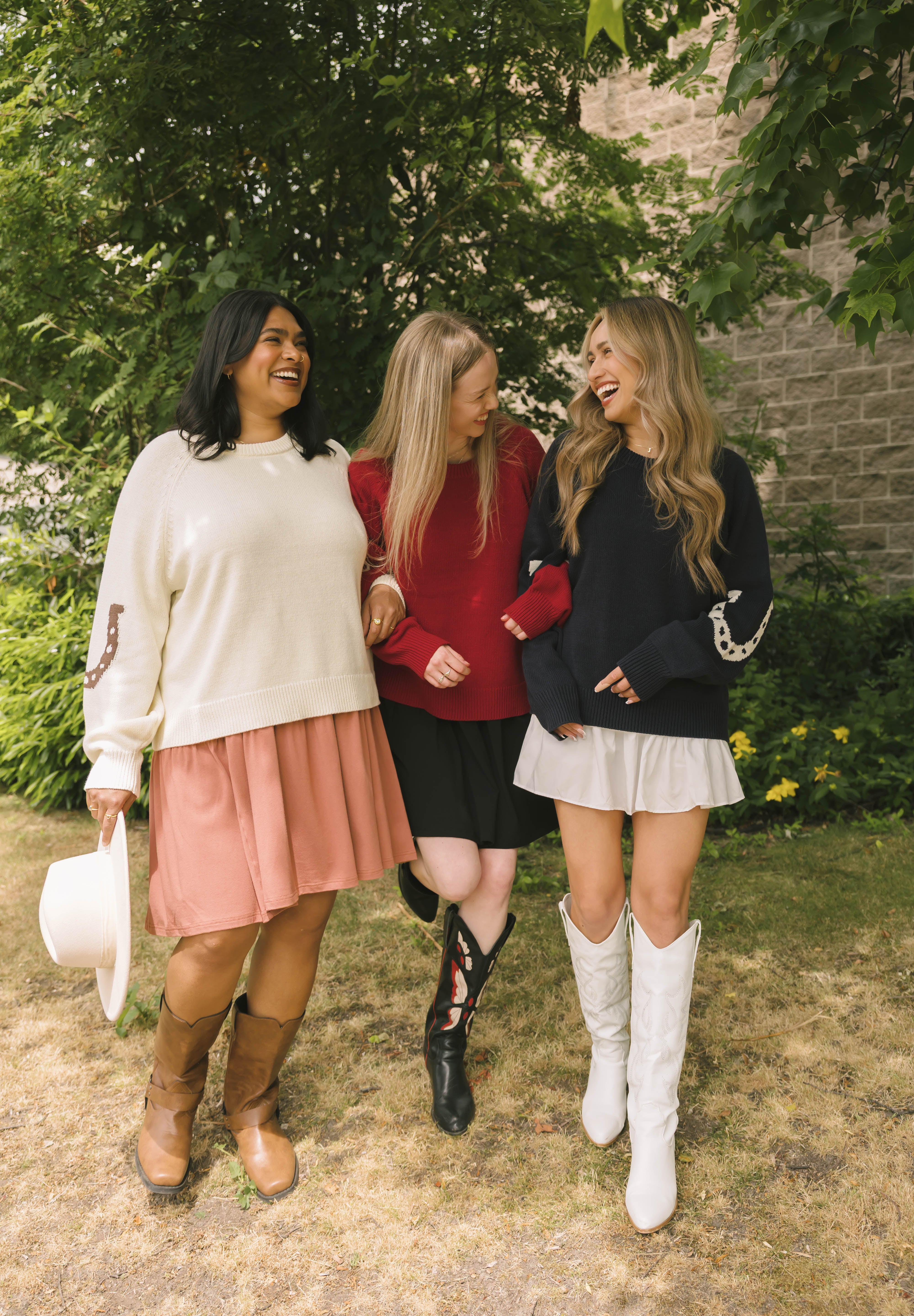 Yeehaw Sweater in Navy/Cream