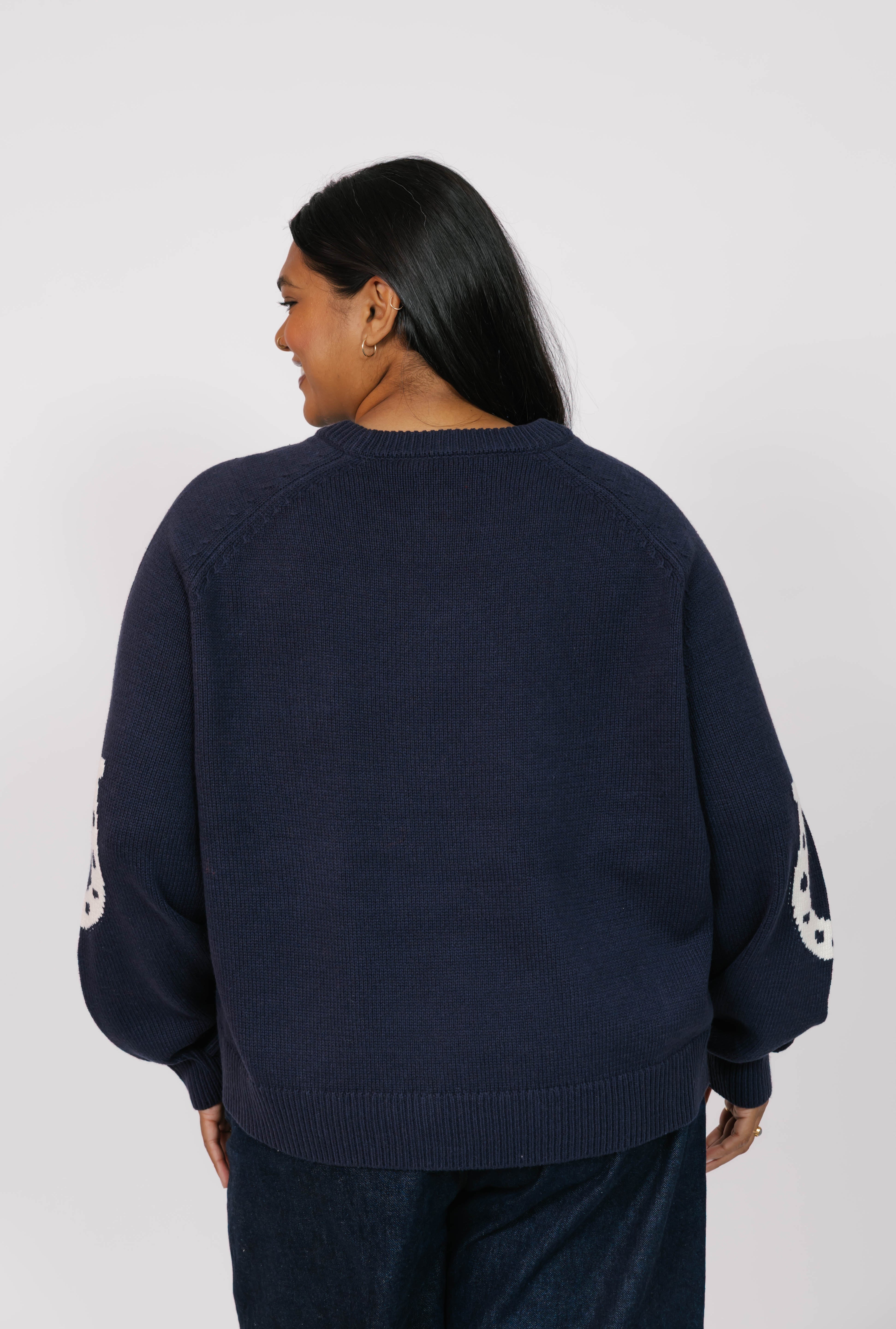 Yeehaw Sweater in Navy/Cream