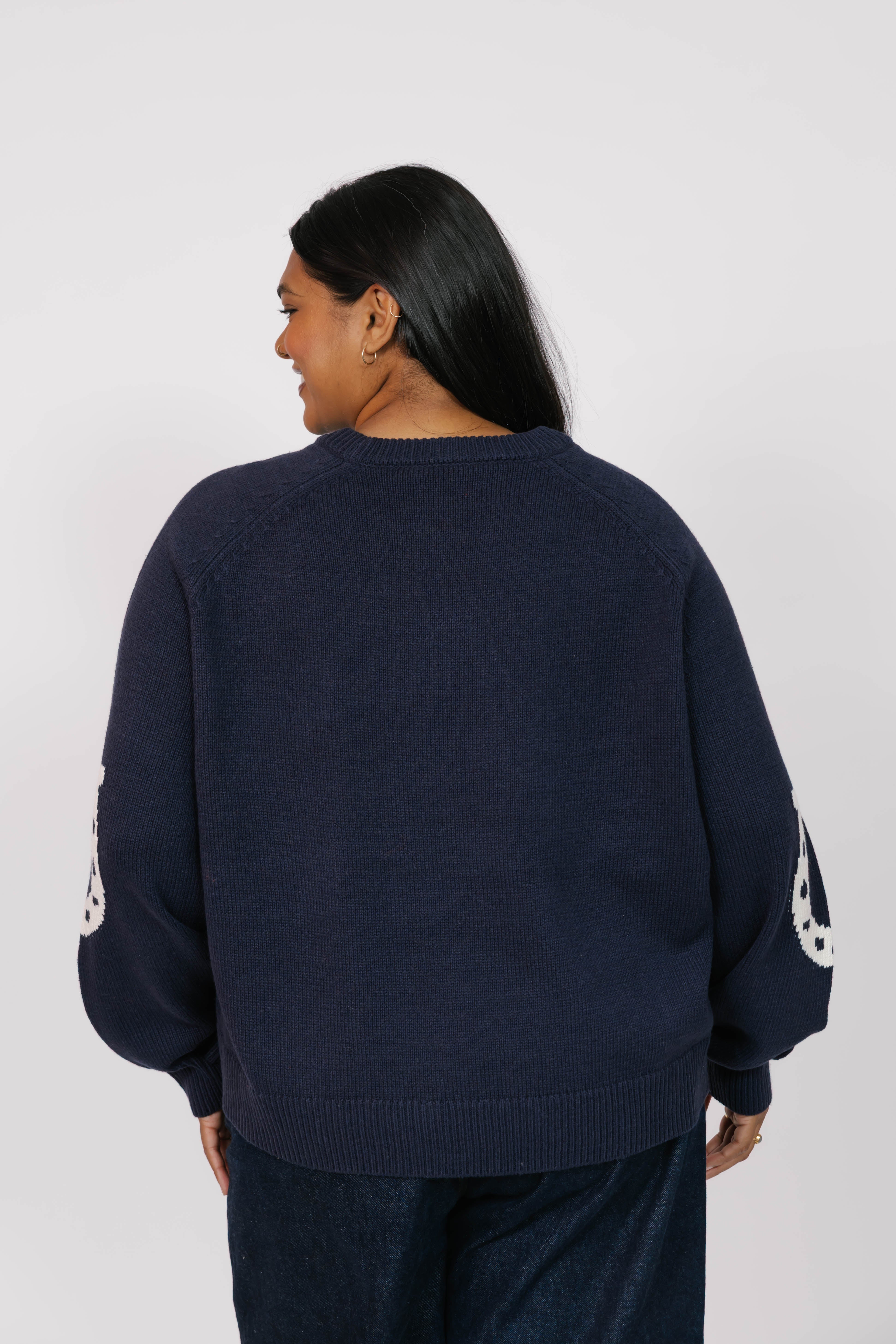 Yeehaw Sweater in Navy/Cream