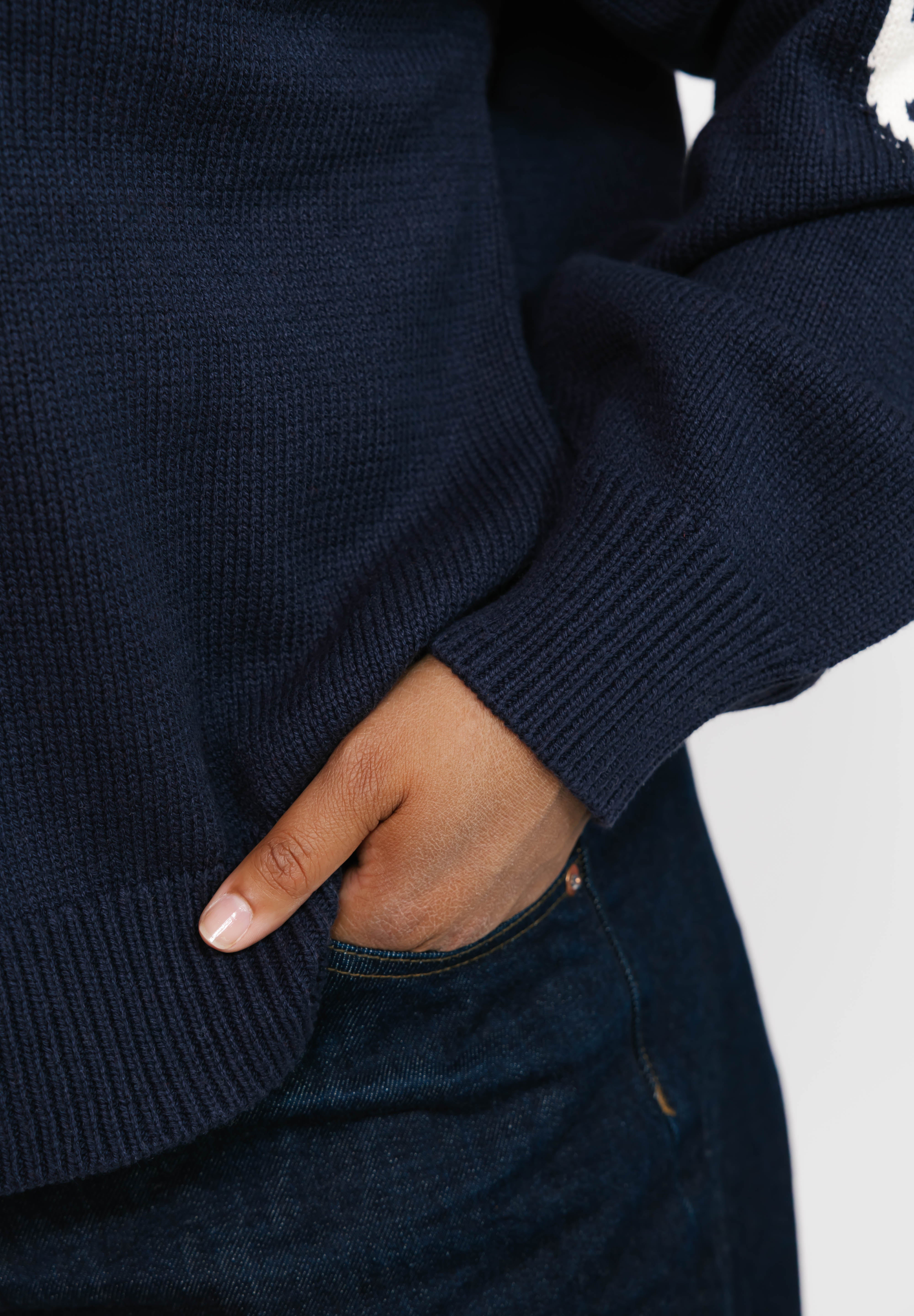 Yeehaw Sweater in Navy/Cream