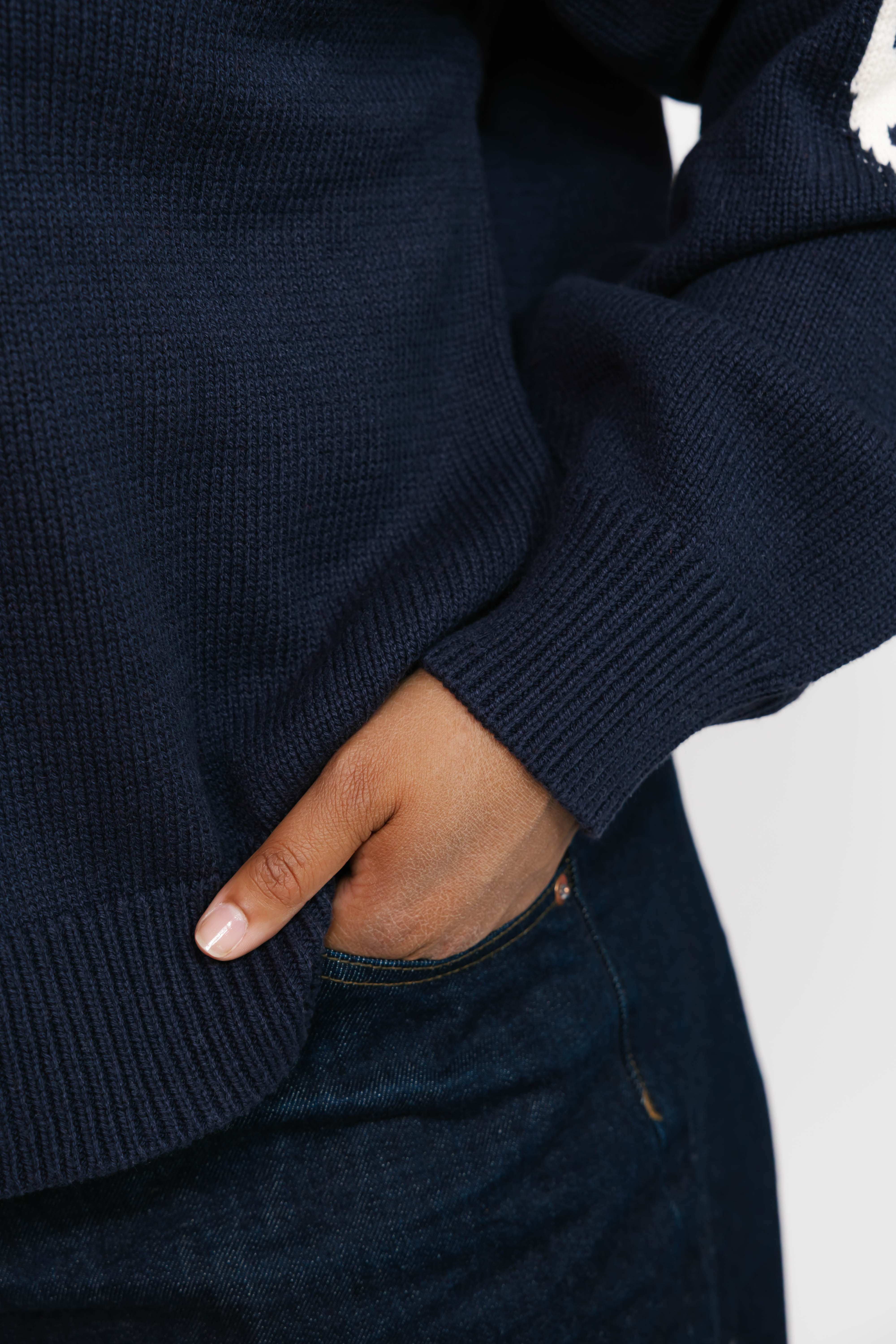 Yeehaw Sweater in Navy/Cream