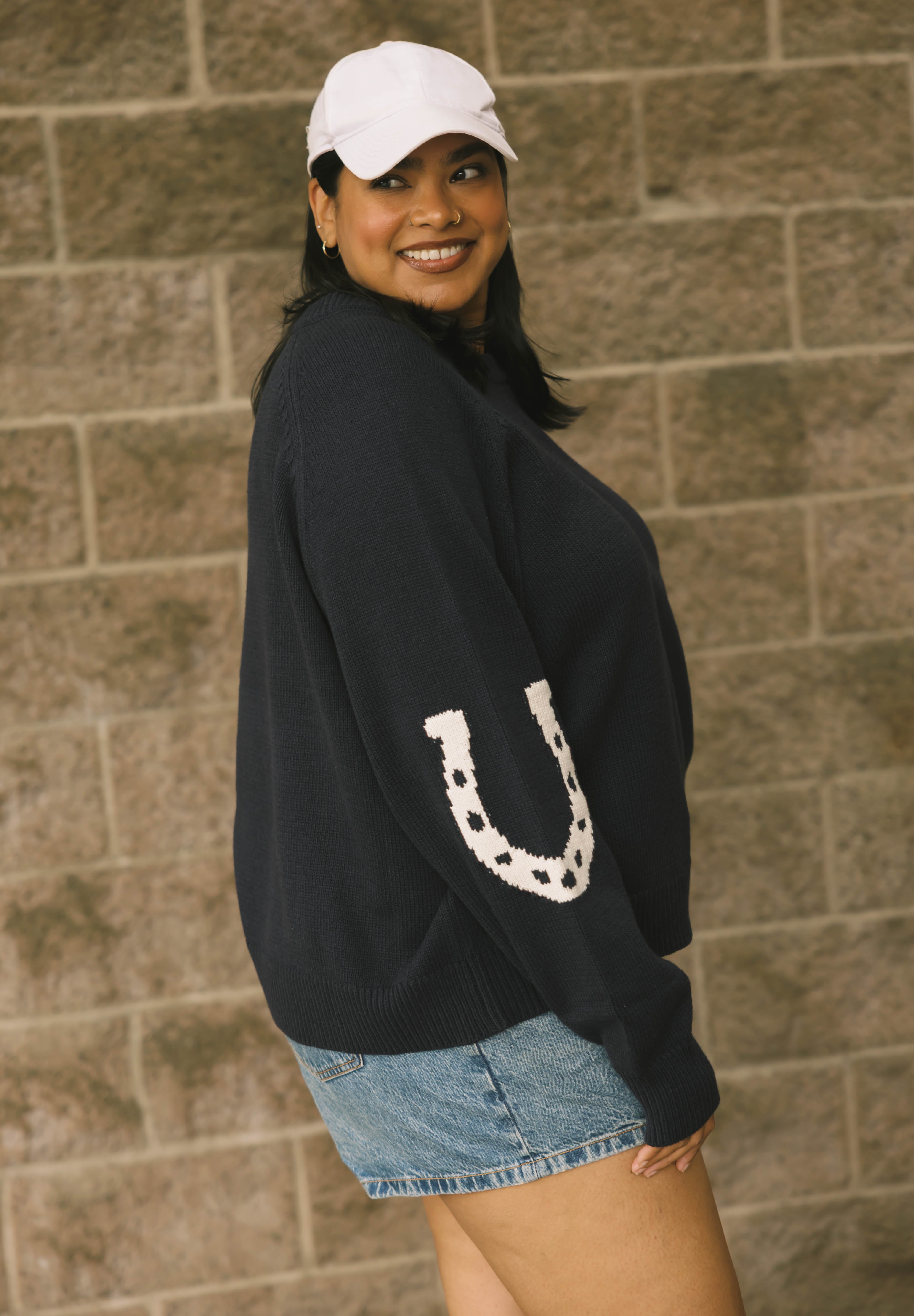 Yeehaw Sweater in Navy/Cream
