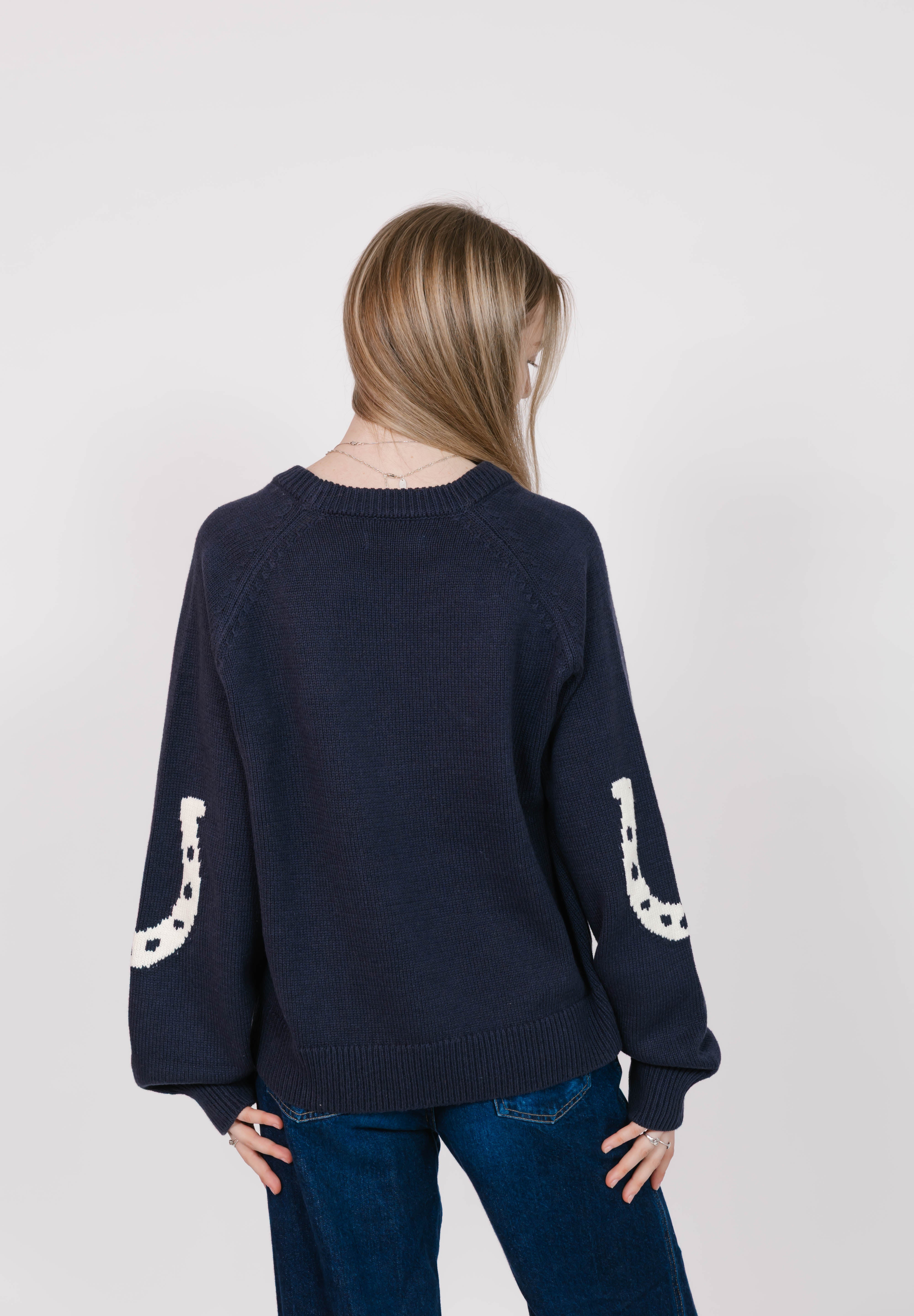 Yeehaw Sweater in Navy/Cream
