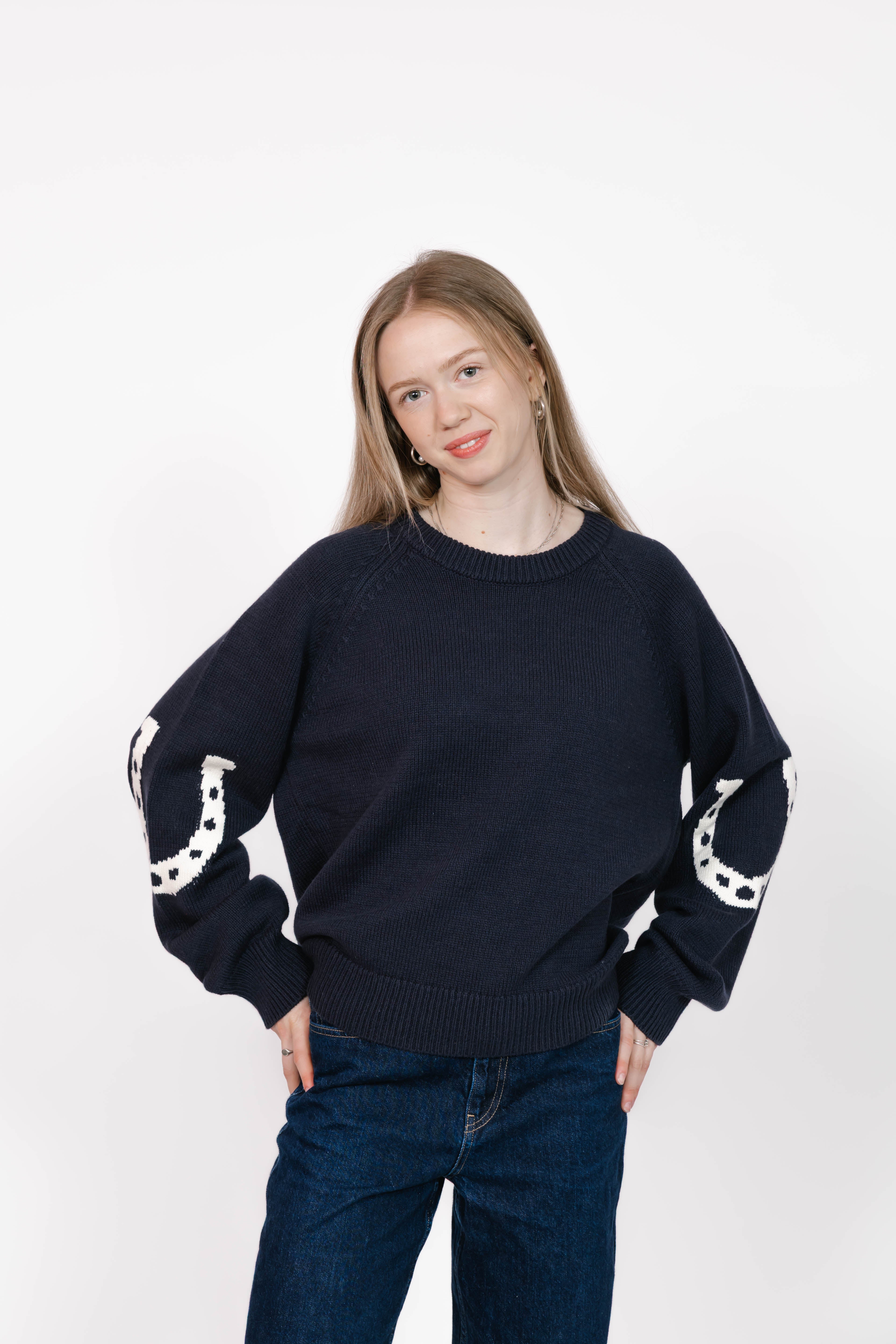 Yeehaw Sweater in Navy/Cream