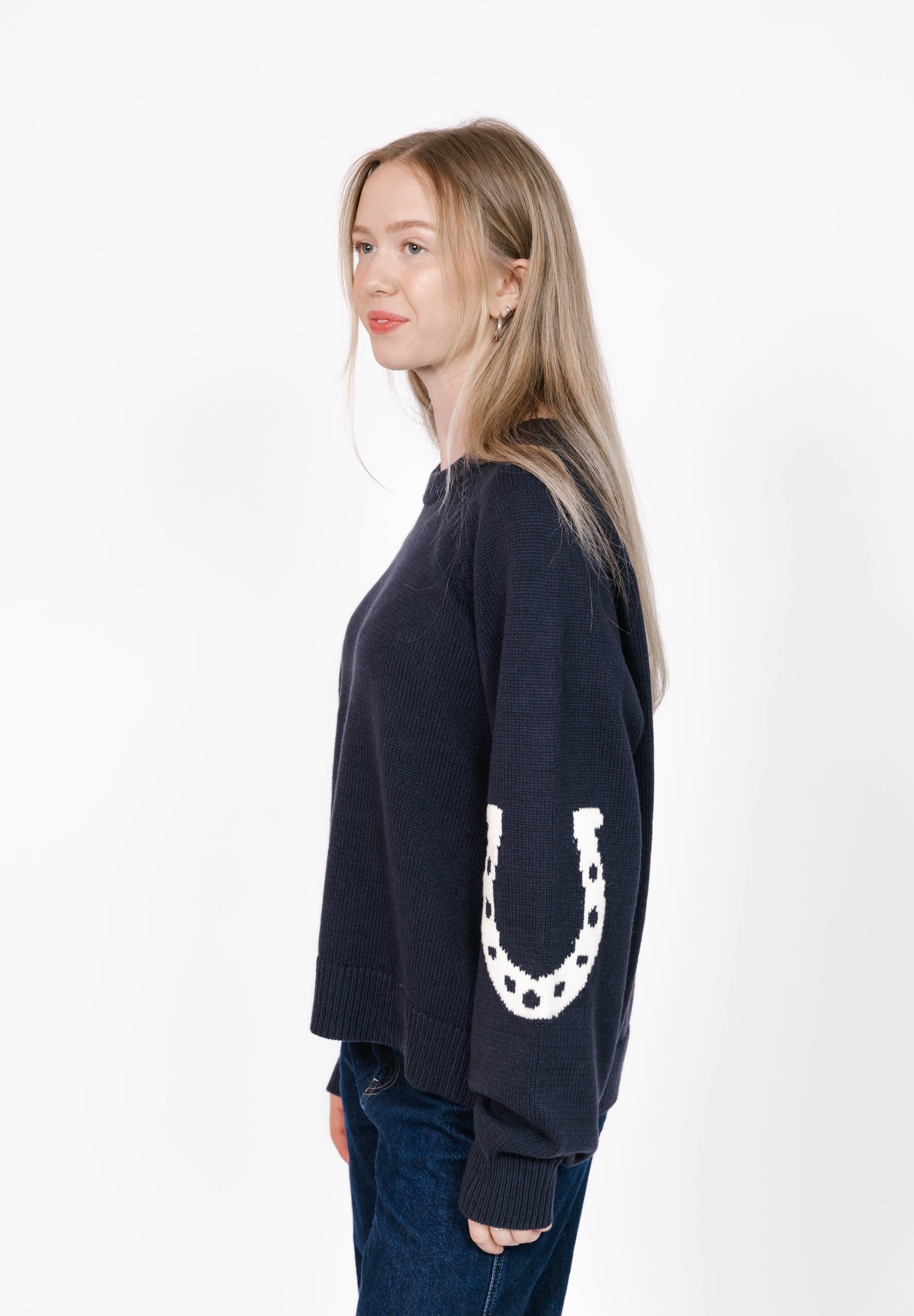 Yeehaw Sweater in Navy/Cream