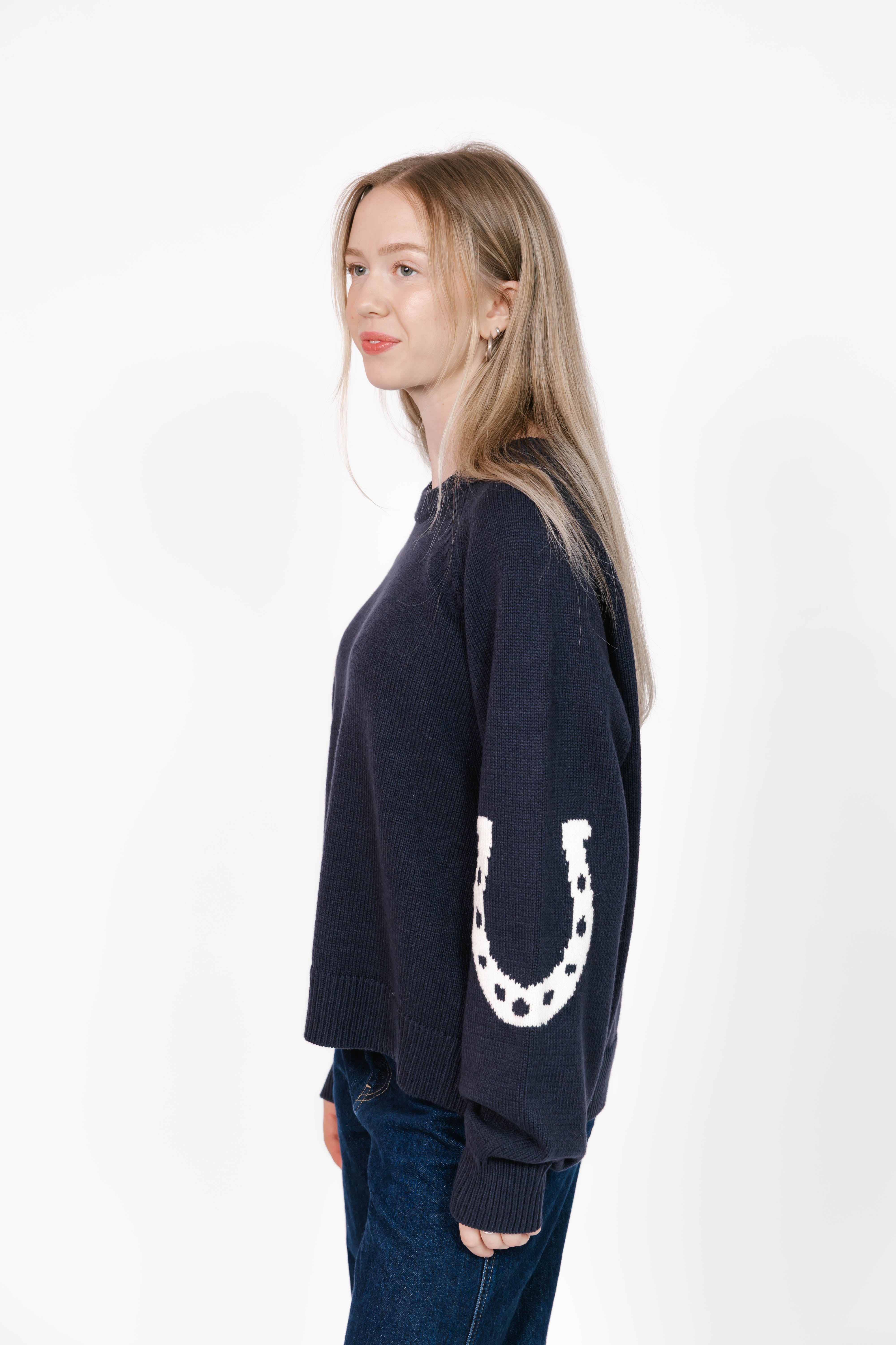 Yeehaw Sweater in Navy/Cream