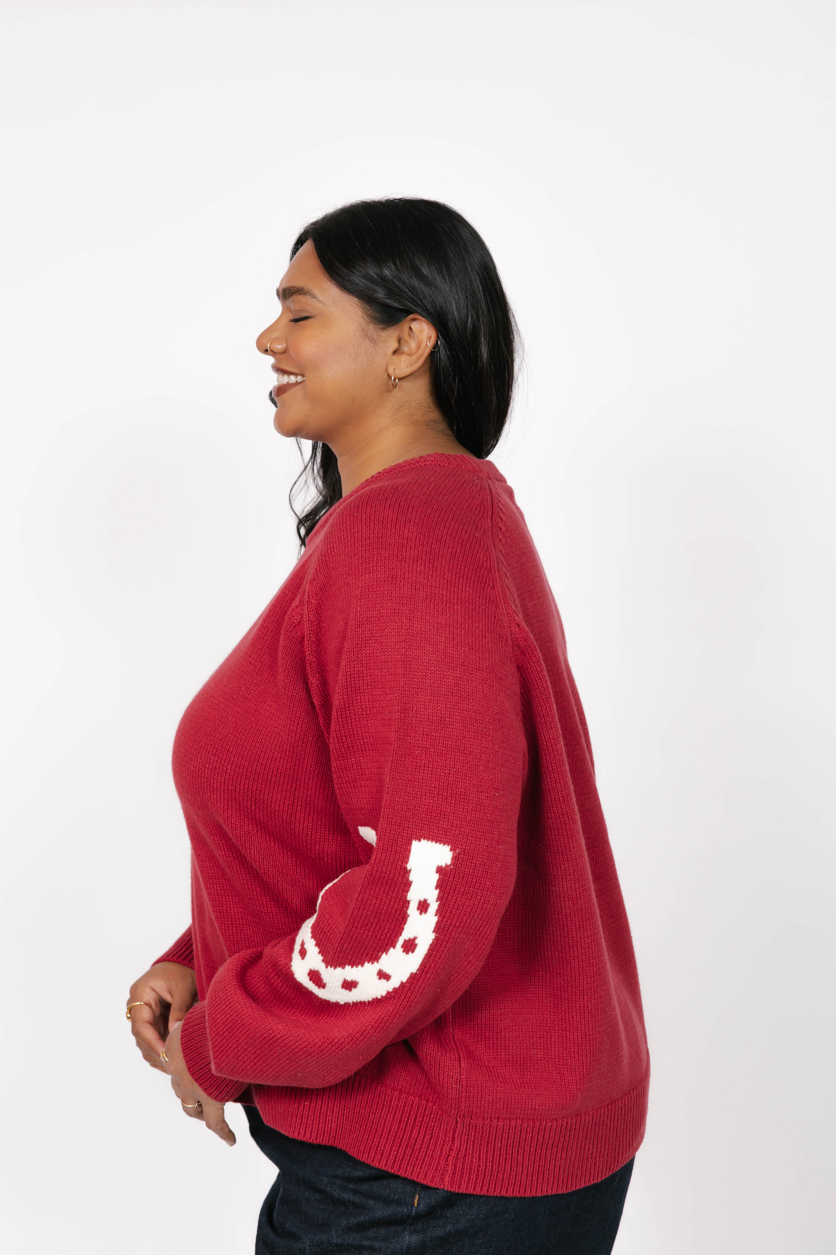 Yeehaw Sweater in Red/Cream