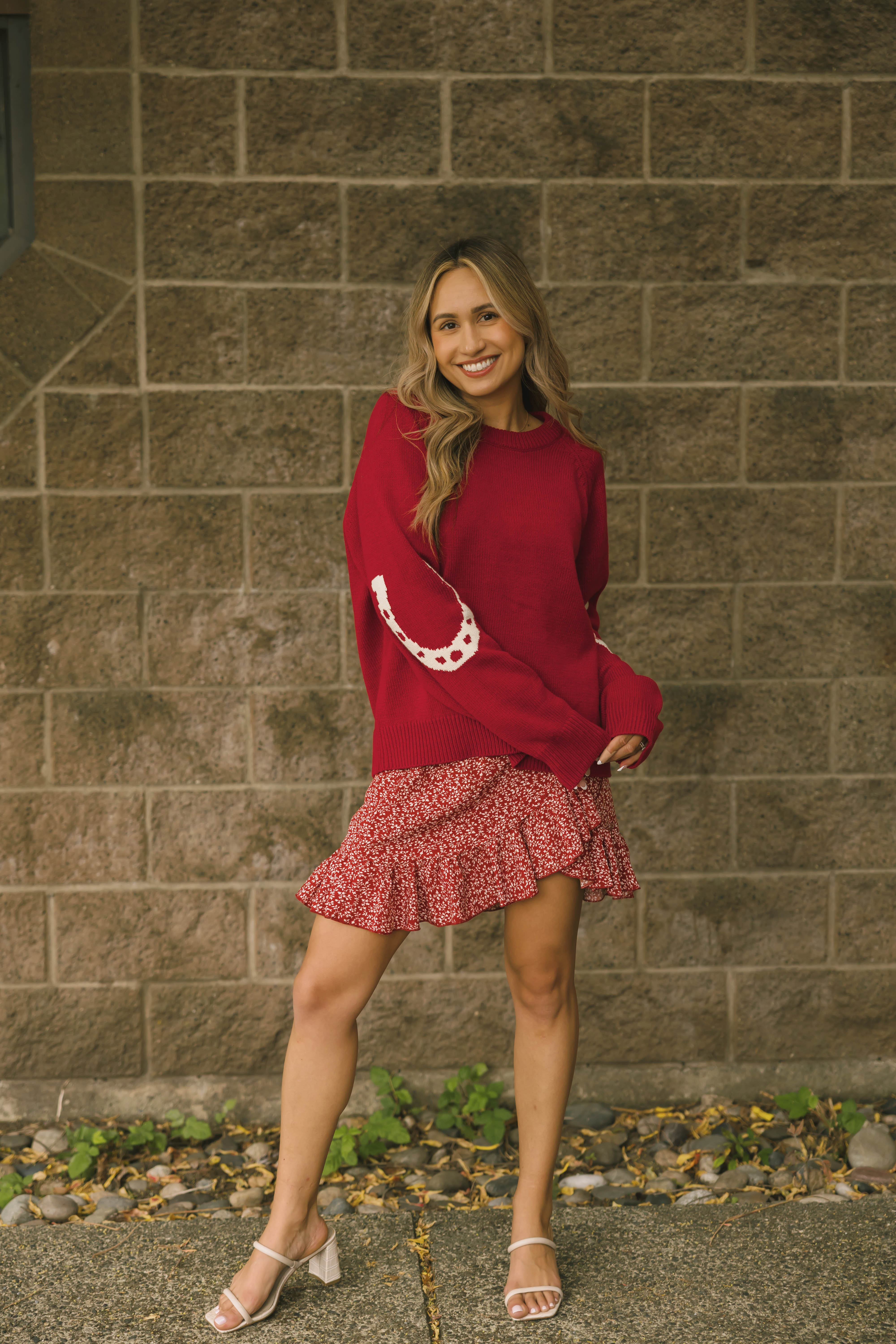 Yeehaw Sweater in Red/Cream