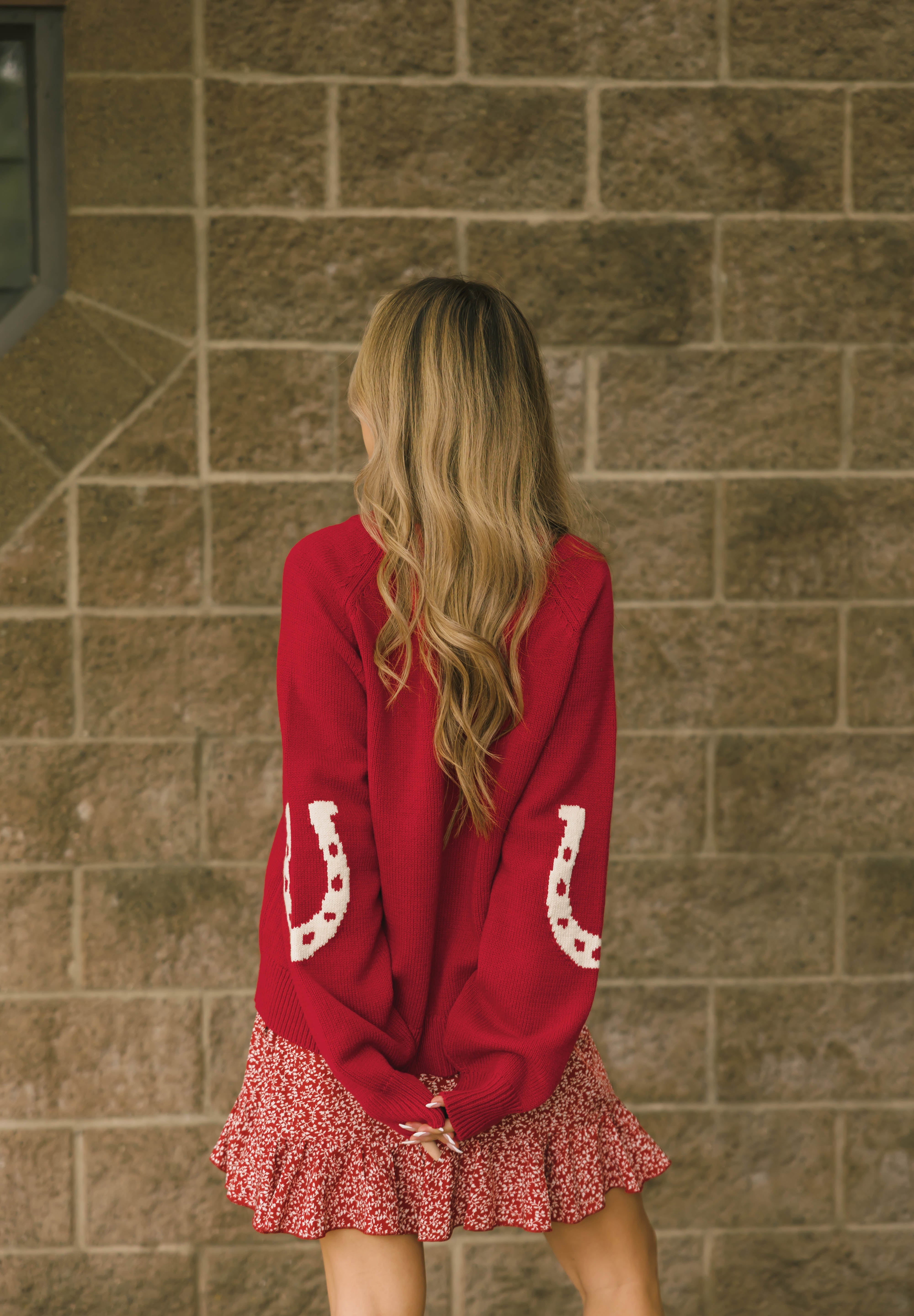 Yeehaw Sweater in Red/Cream