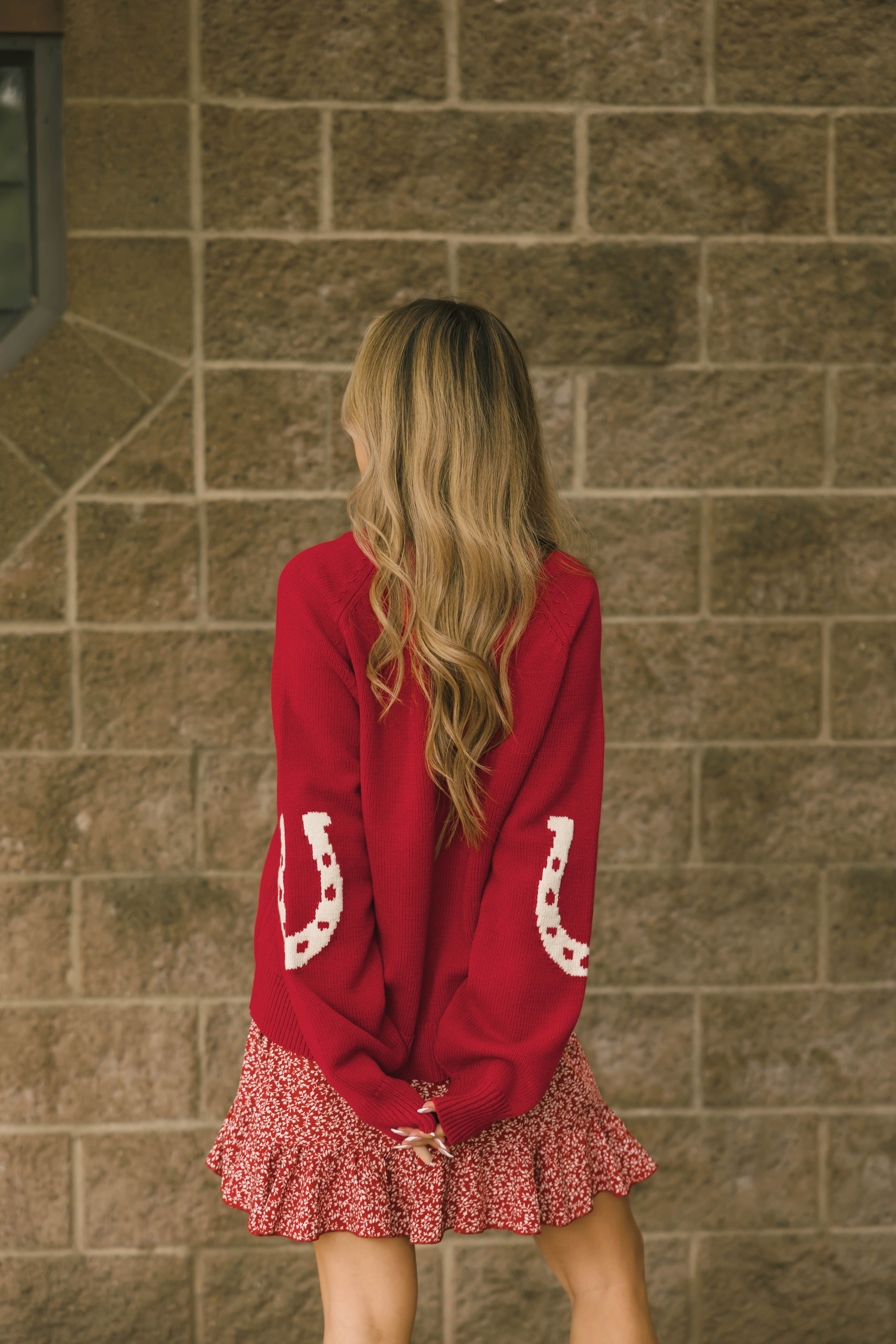 Yeehaw Sweater in Red/Cream