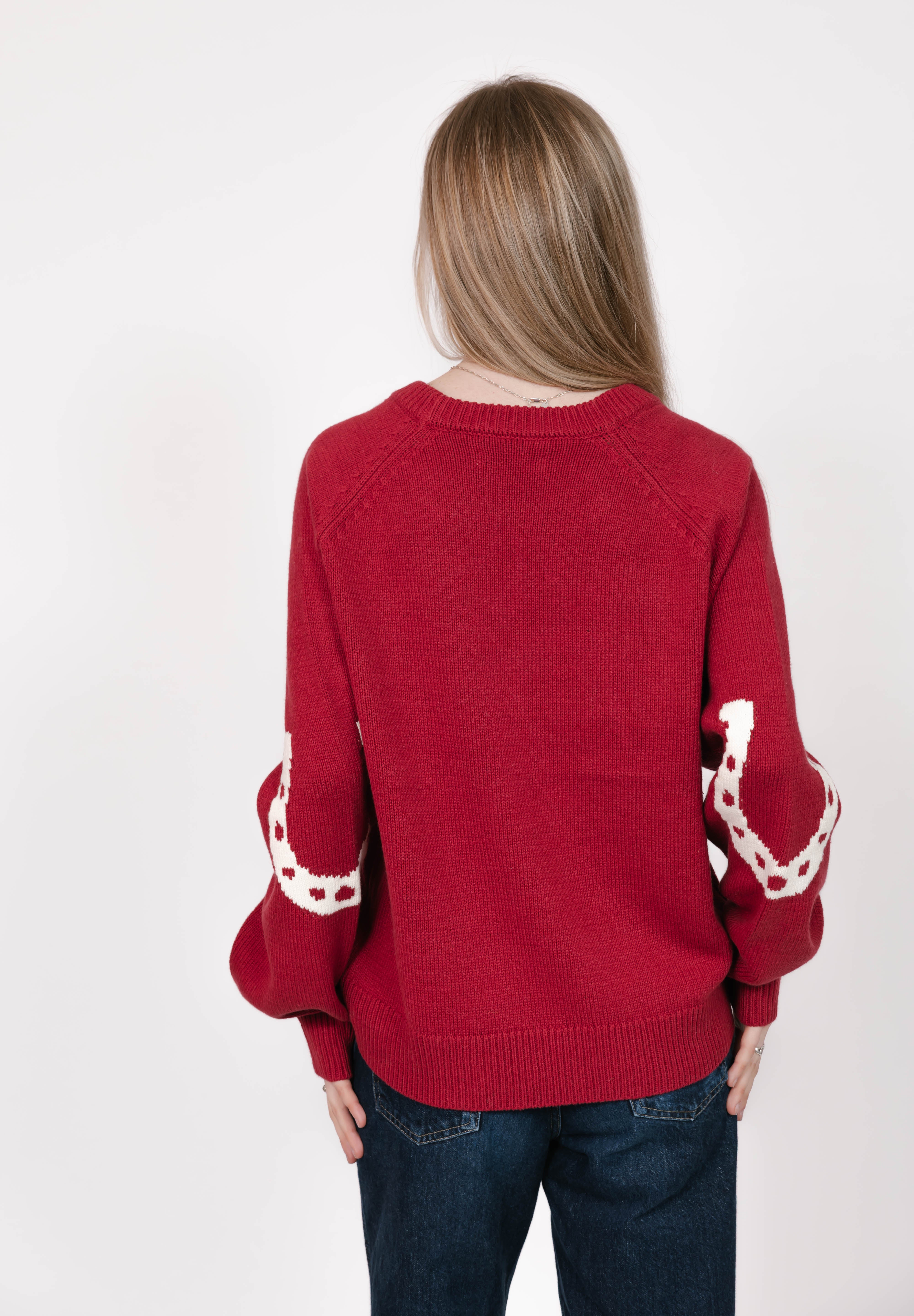 Yeehaw Sweater in Red/Cream