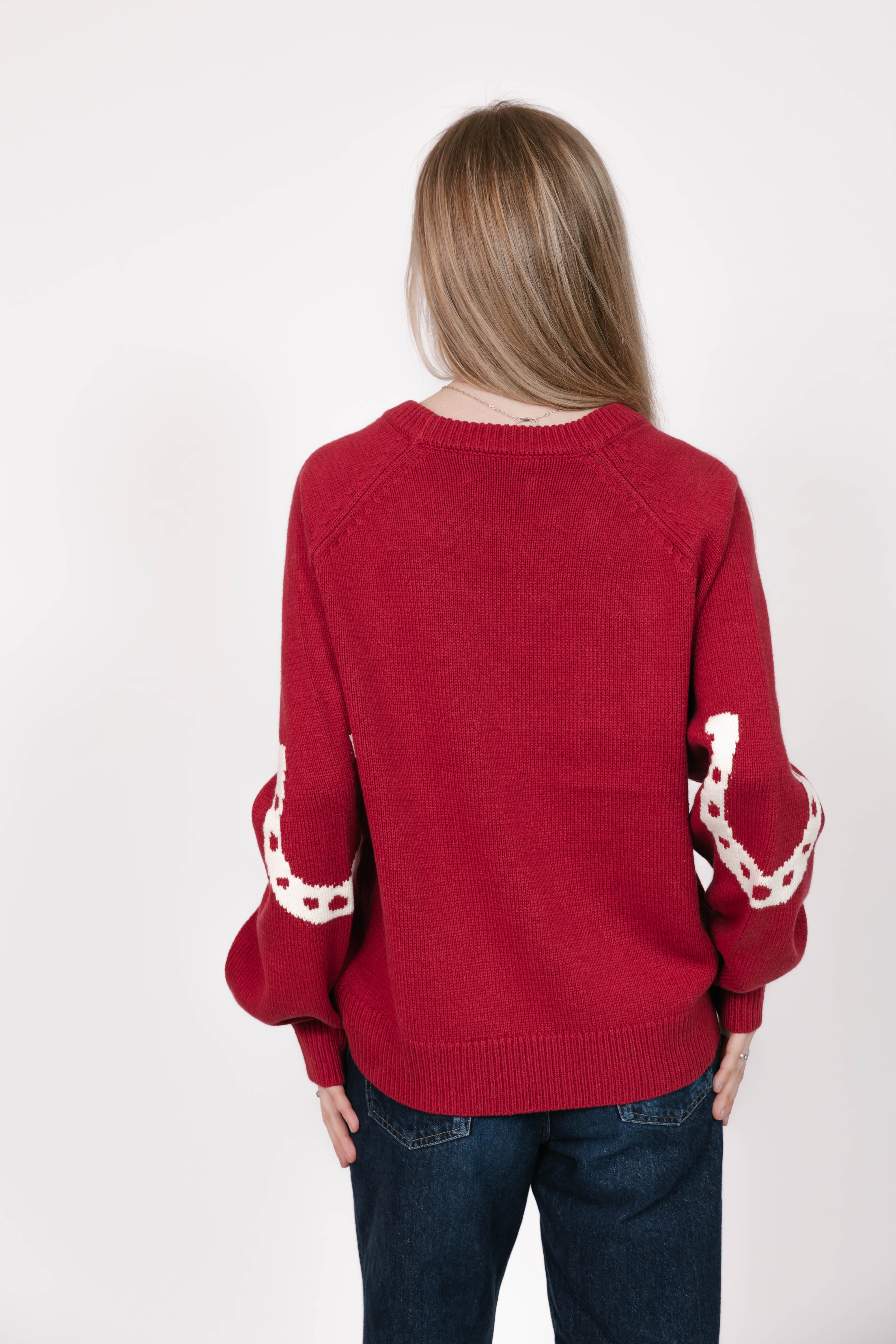 Yeehaw Sweater in Red/Cream
