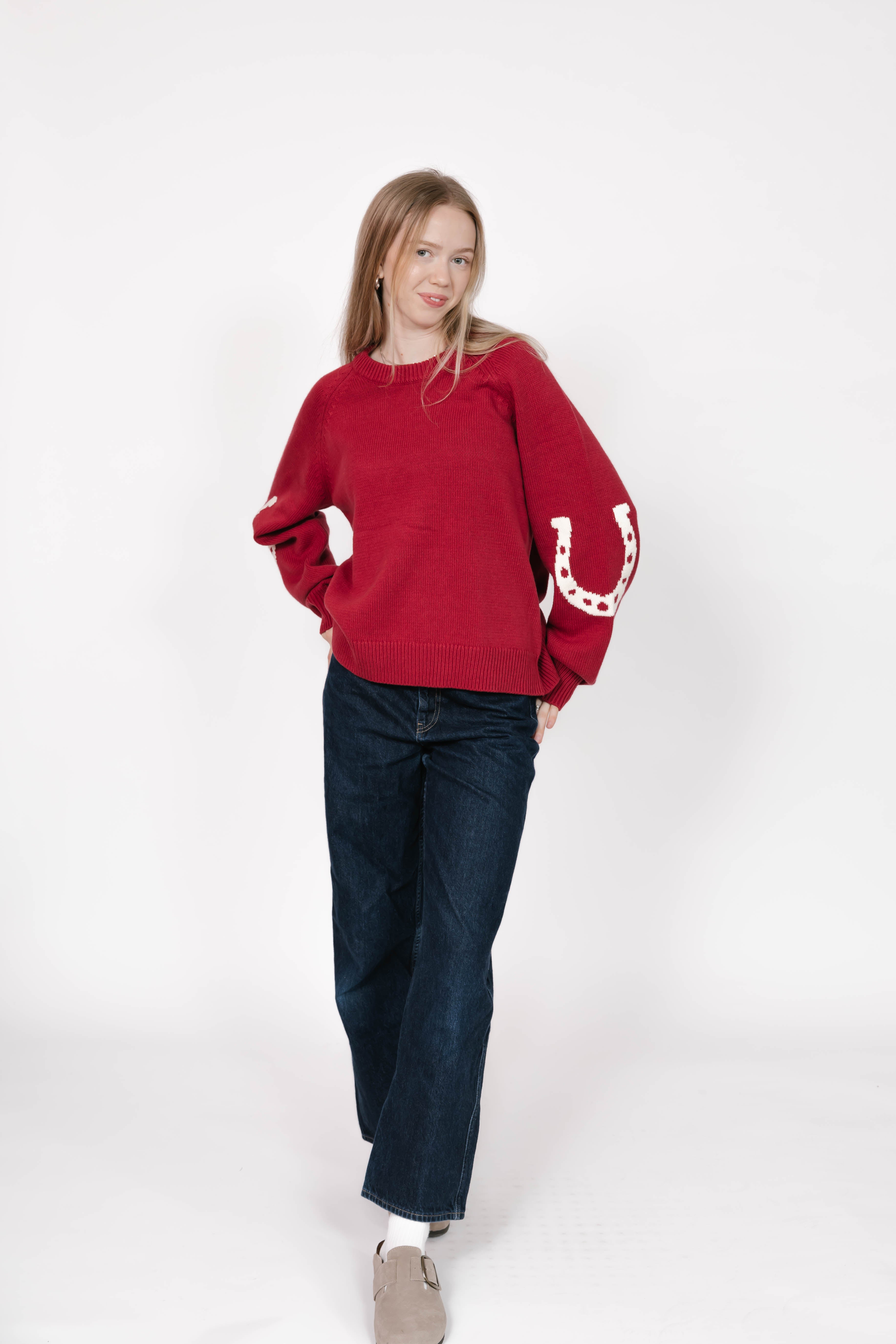 Yeehaw Sweater in Red/Cream