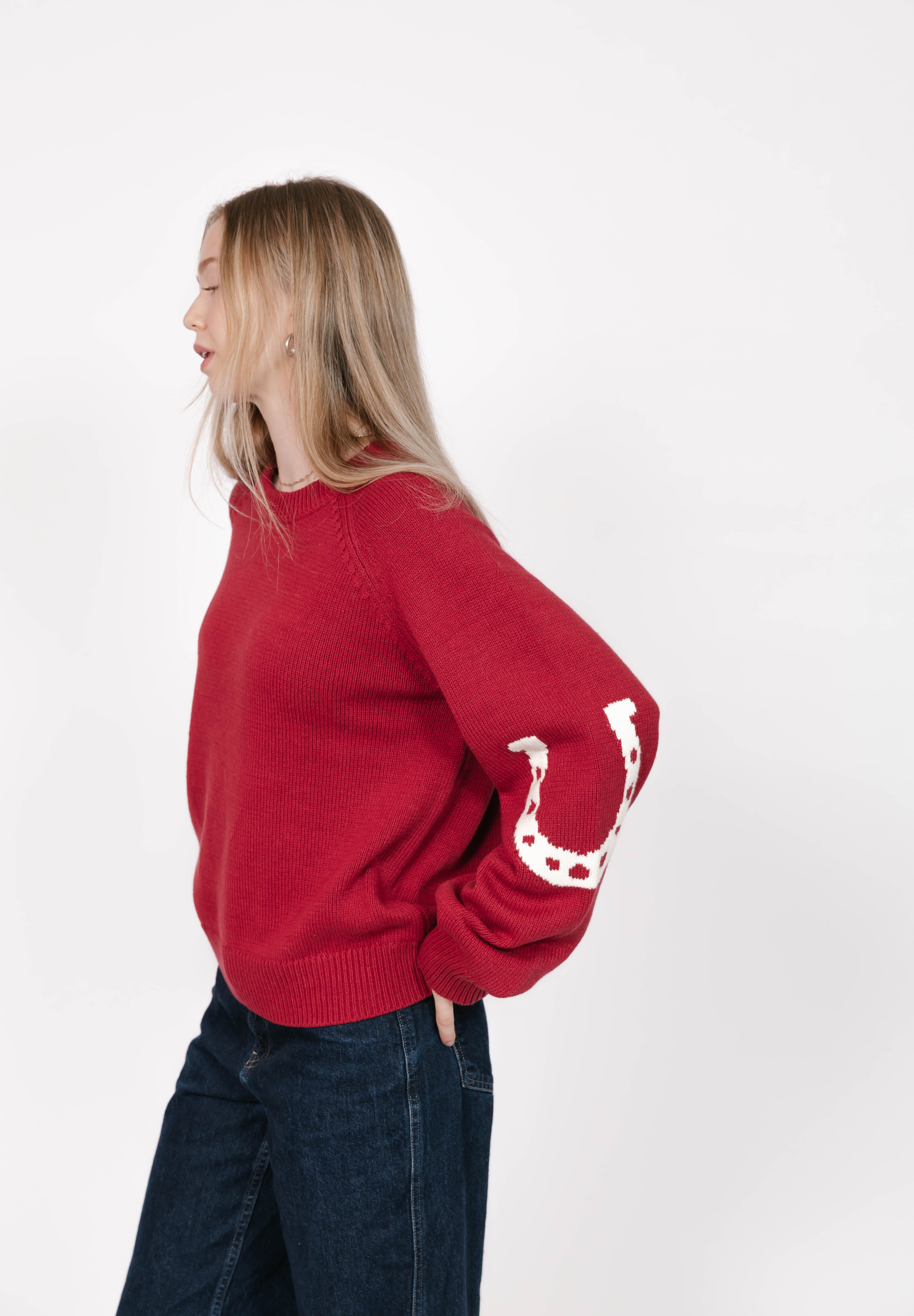 Yeehaw Sweater in Red/Cream