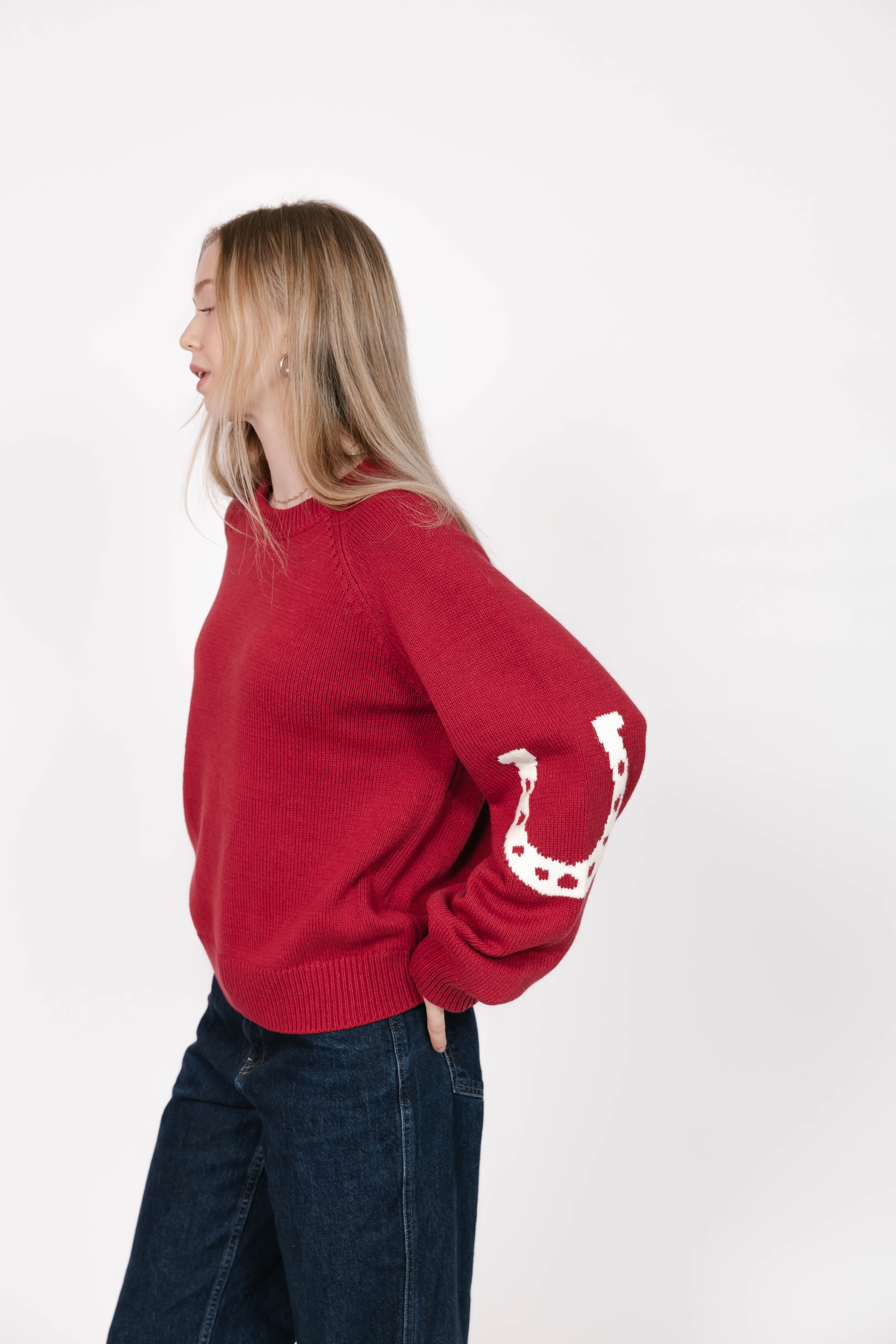 Yeehaw Sweater in Red/Cream