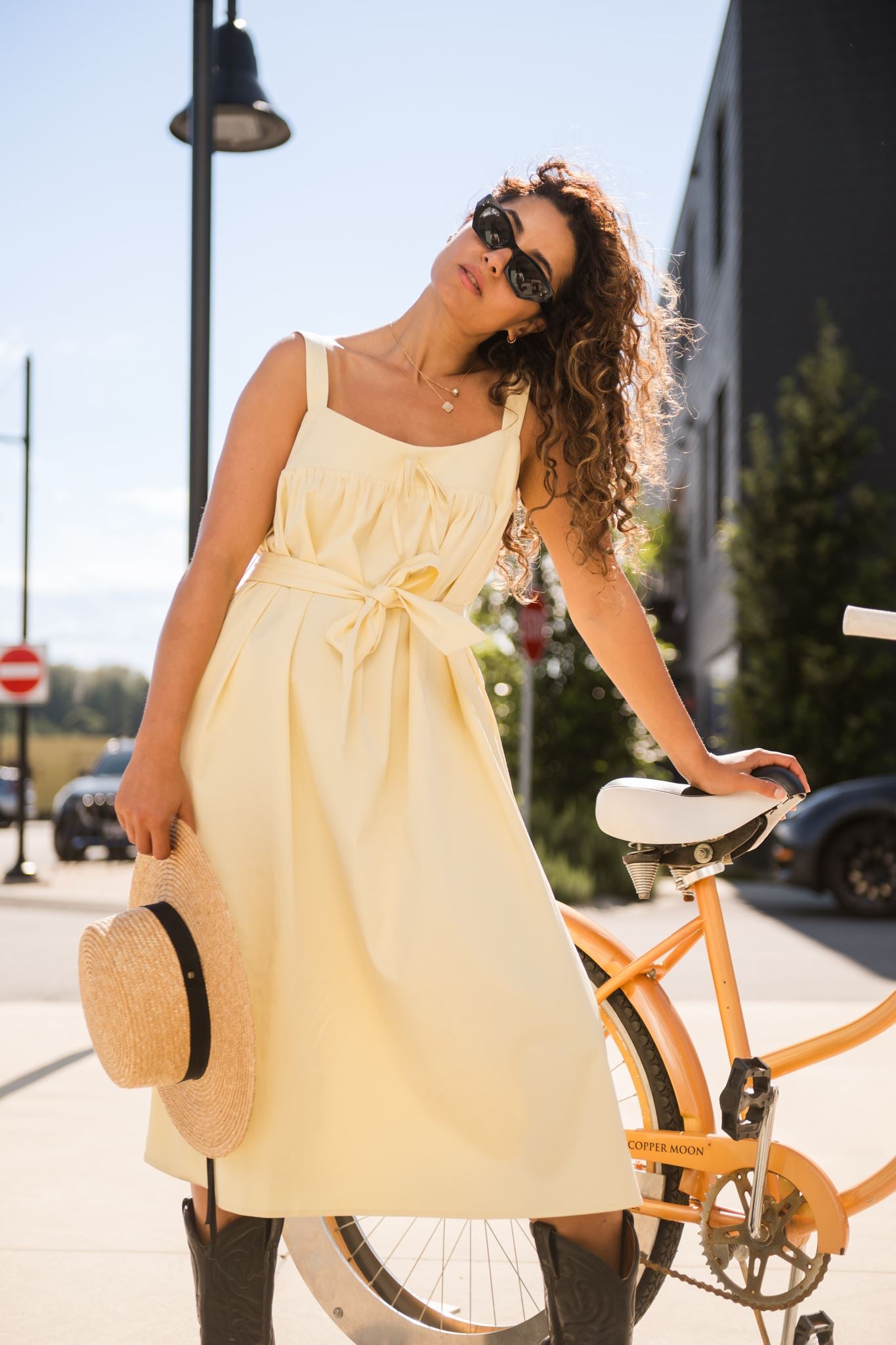 Zoe Sleeveless Midi Dress in Butter Yellow