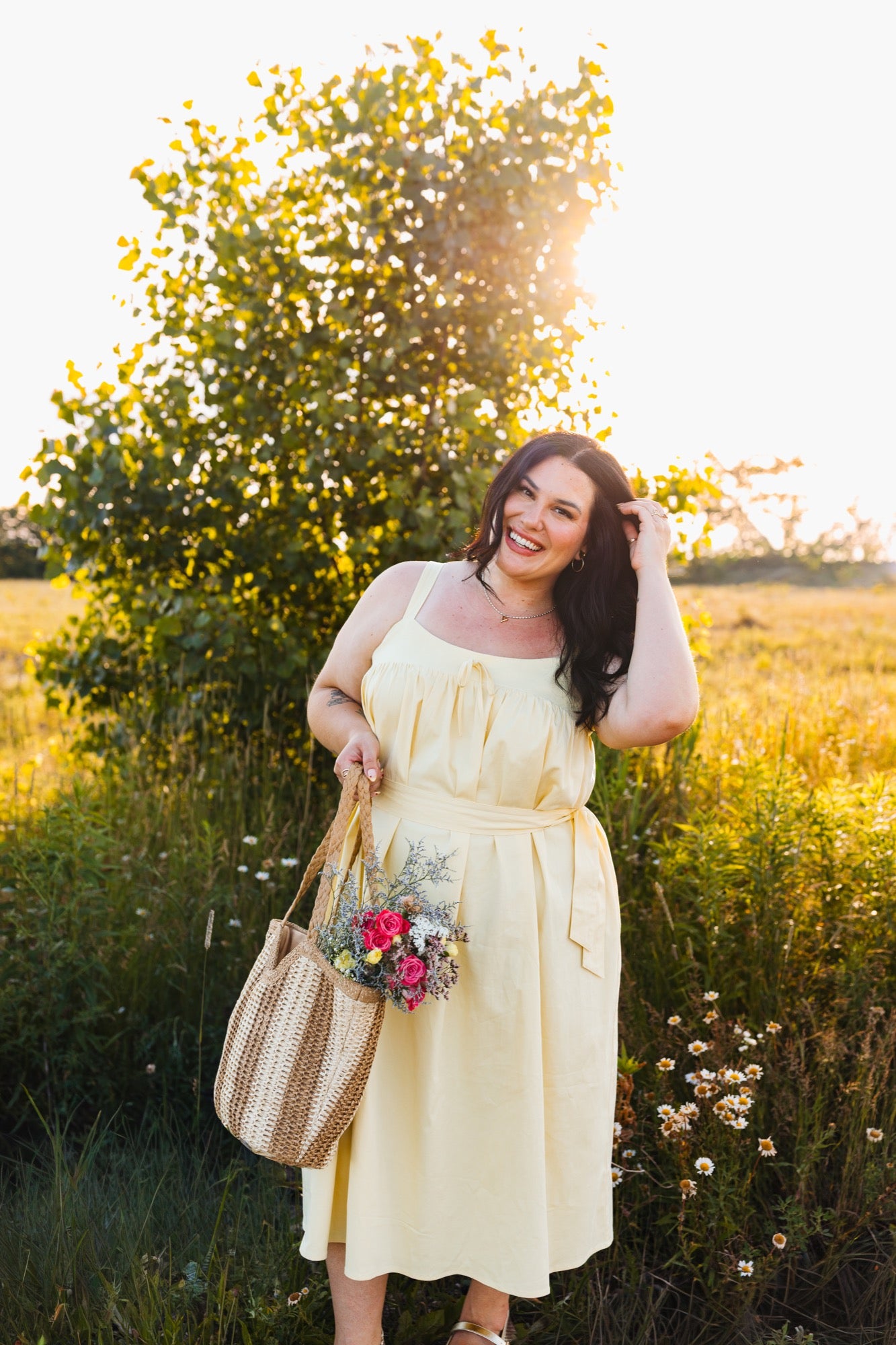 Zoe Sleeveless Midi Dress in Butter Yellow