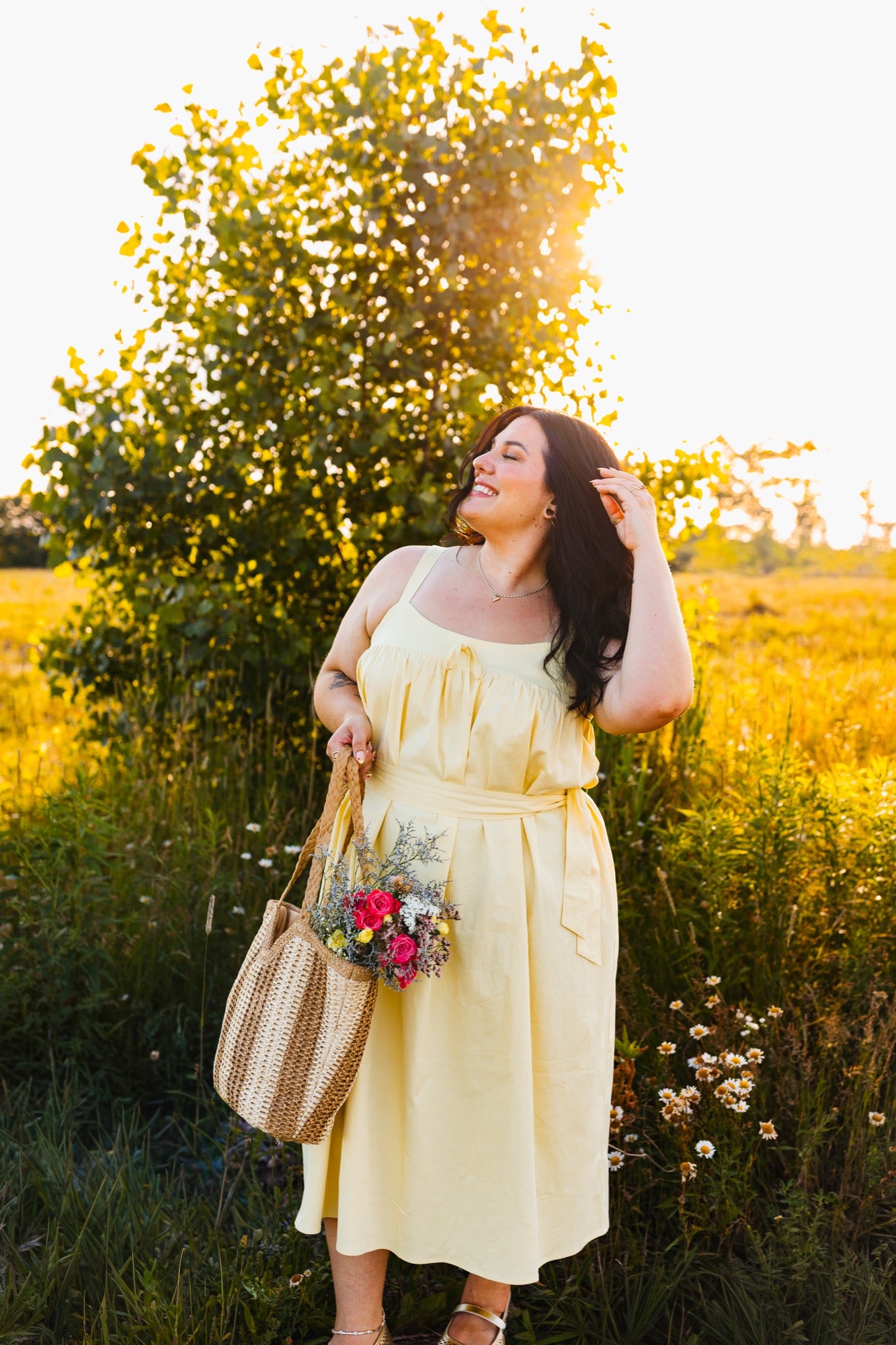 Zoe Sleeveless Midi Dress in Butter Yellow