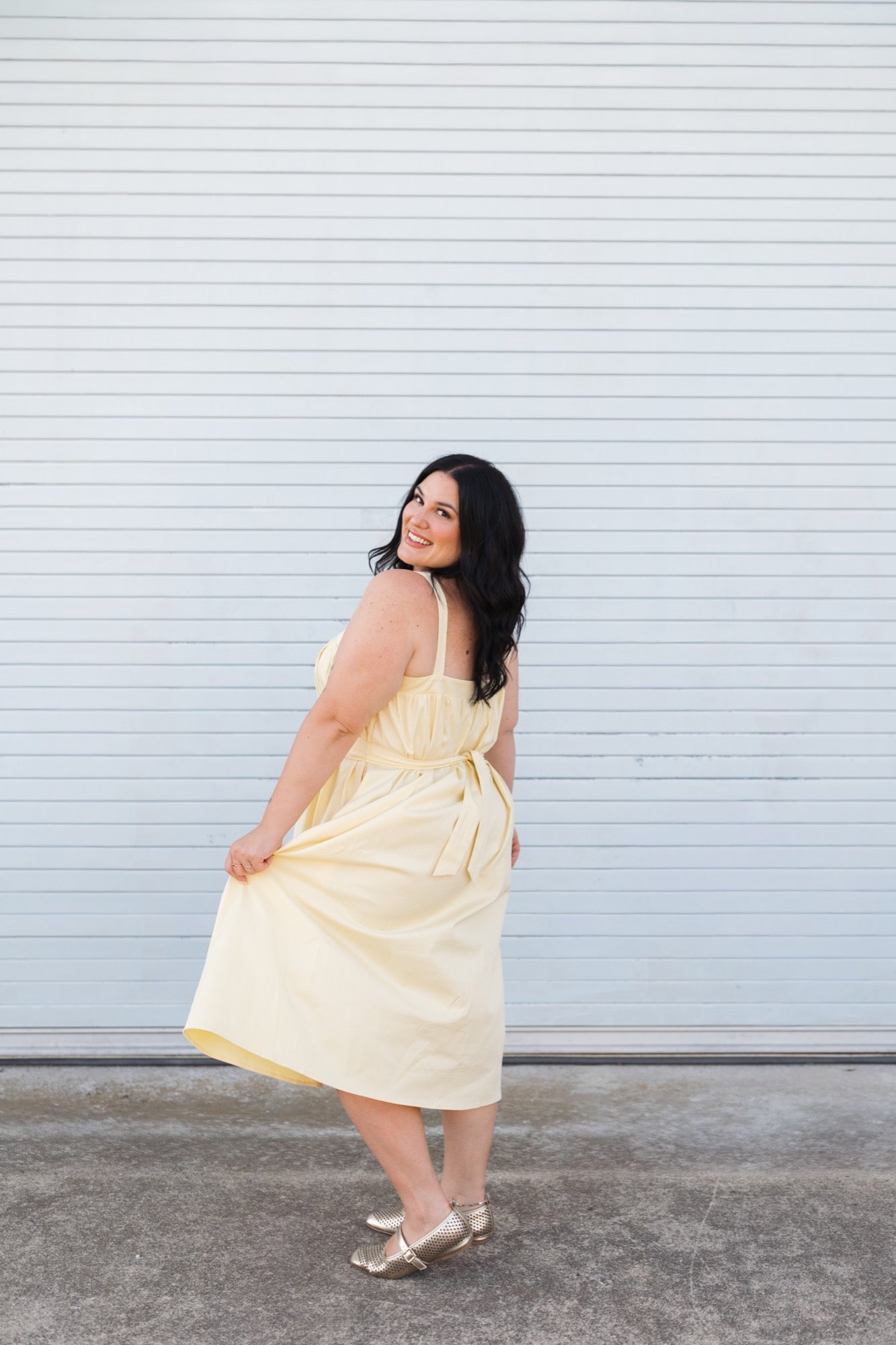 Zoe Sleeveless Midi Dress in Butter Yellow