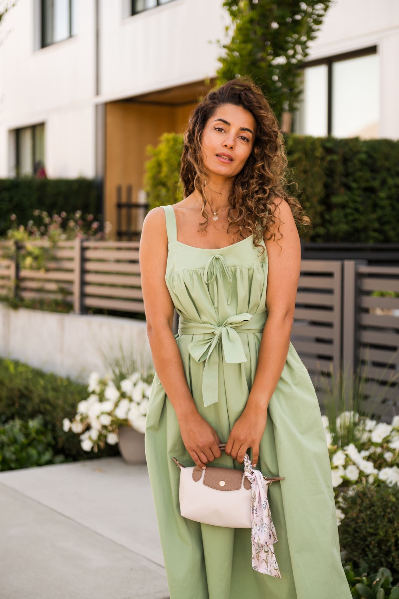 Zoe Sleeveless Midi Dress in Sage Green
