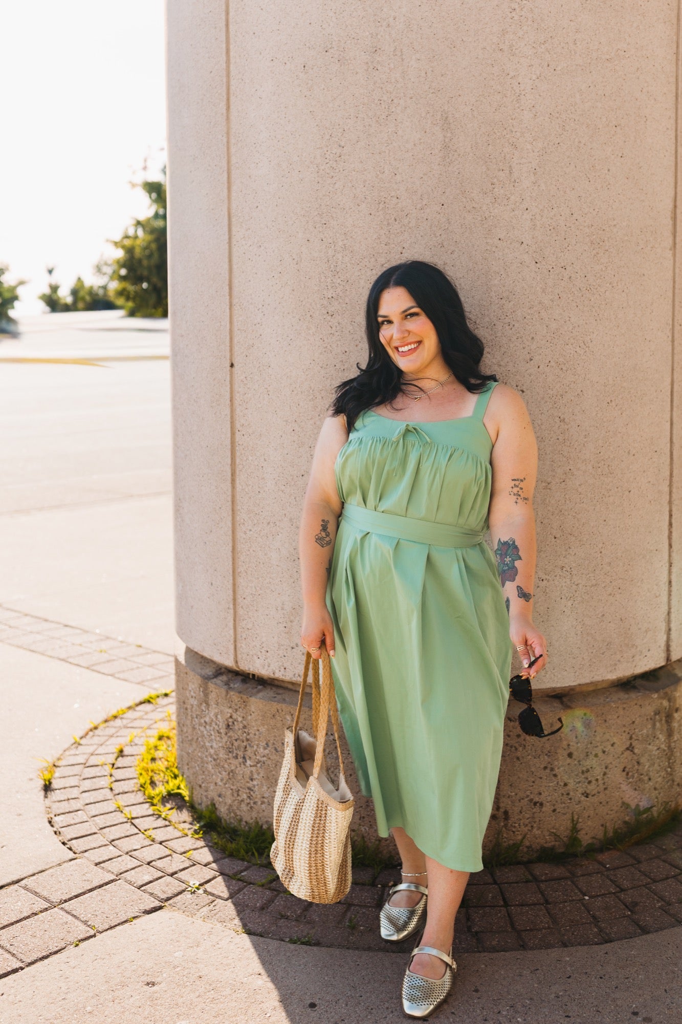 Zoe Sleeveless Midi Dress in Sage Green