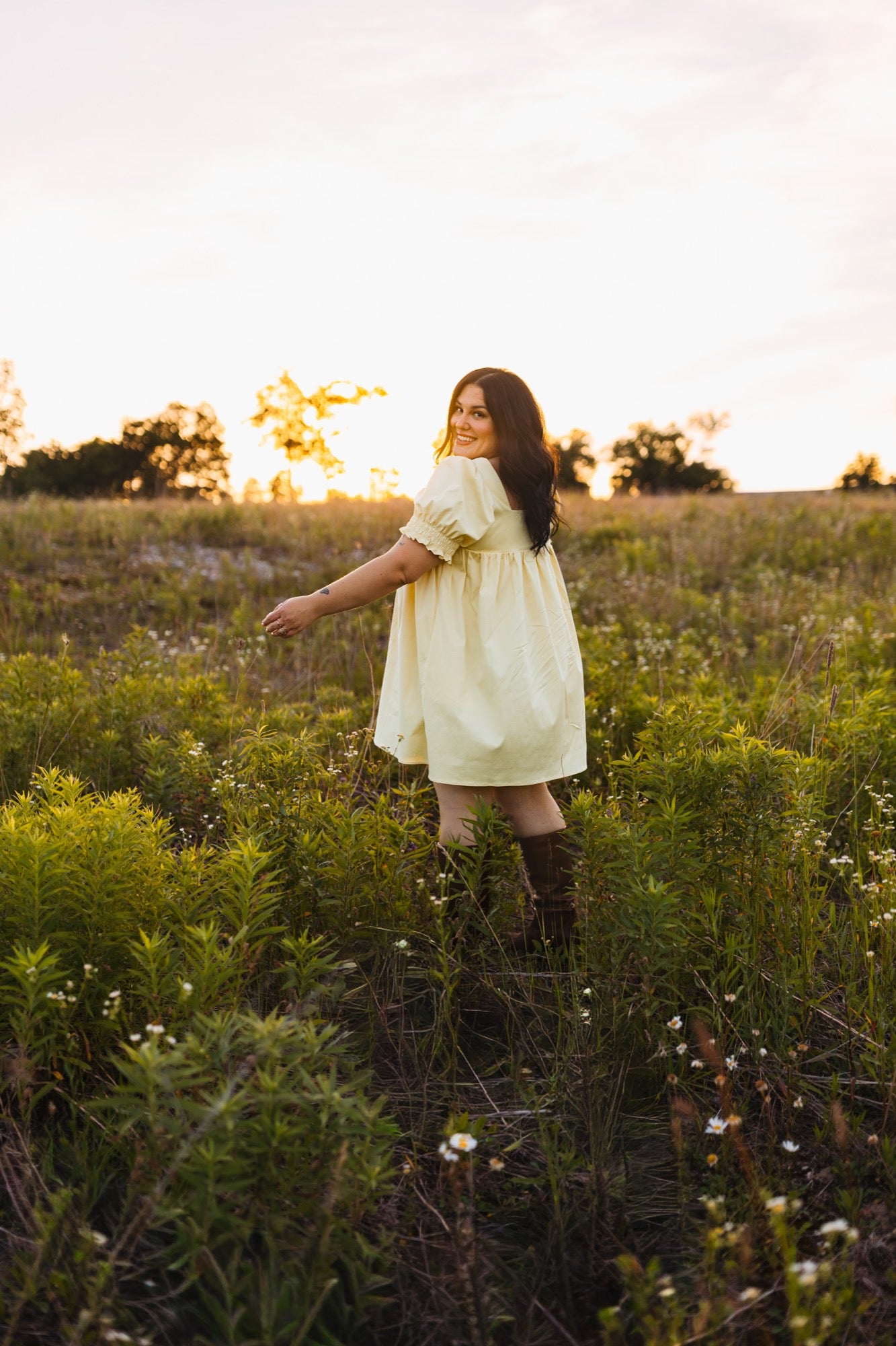 Zoe Puff Sleeve Mini Dress in Butter Yellow