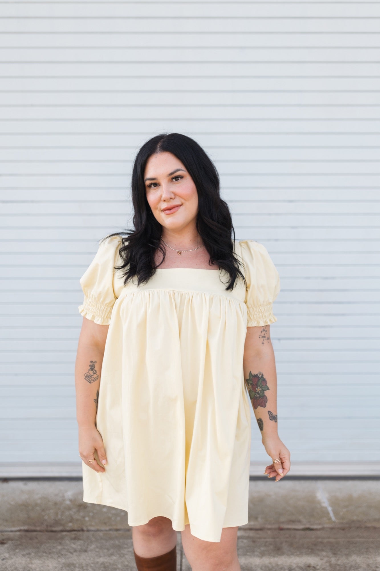 Zoe Puff Sleeve Mini Dress in Butter Yellow