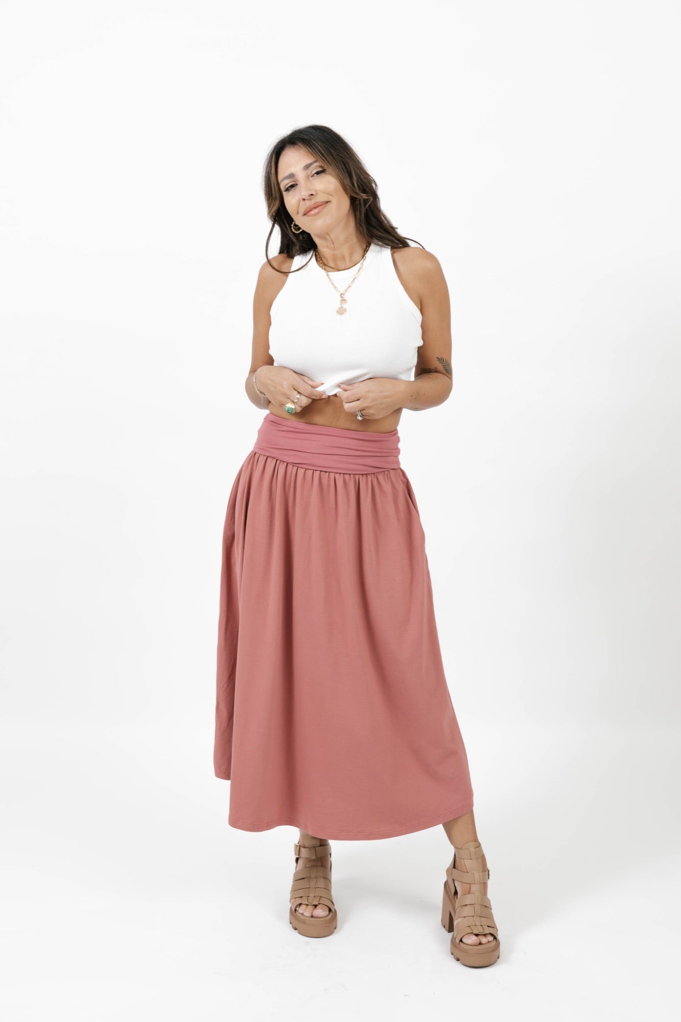 Ari 2-in-1 Dress + Skirt in Dusty Rose