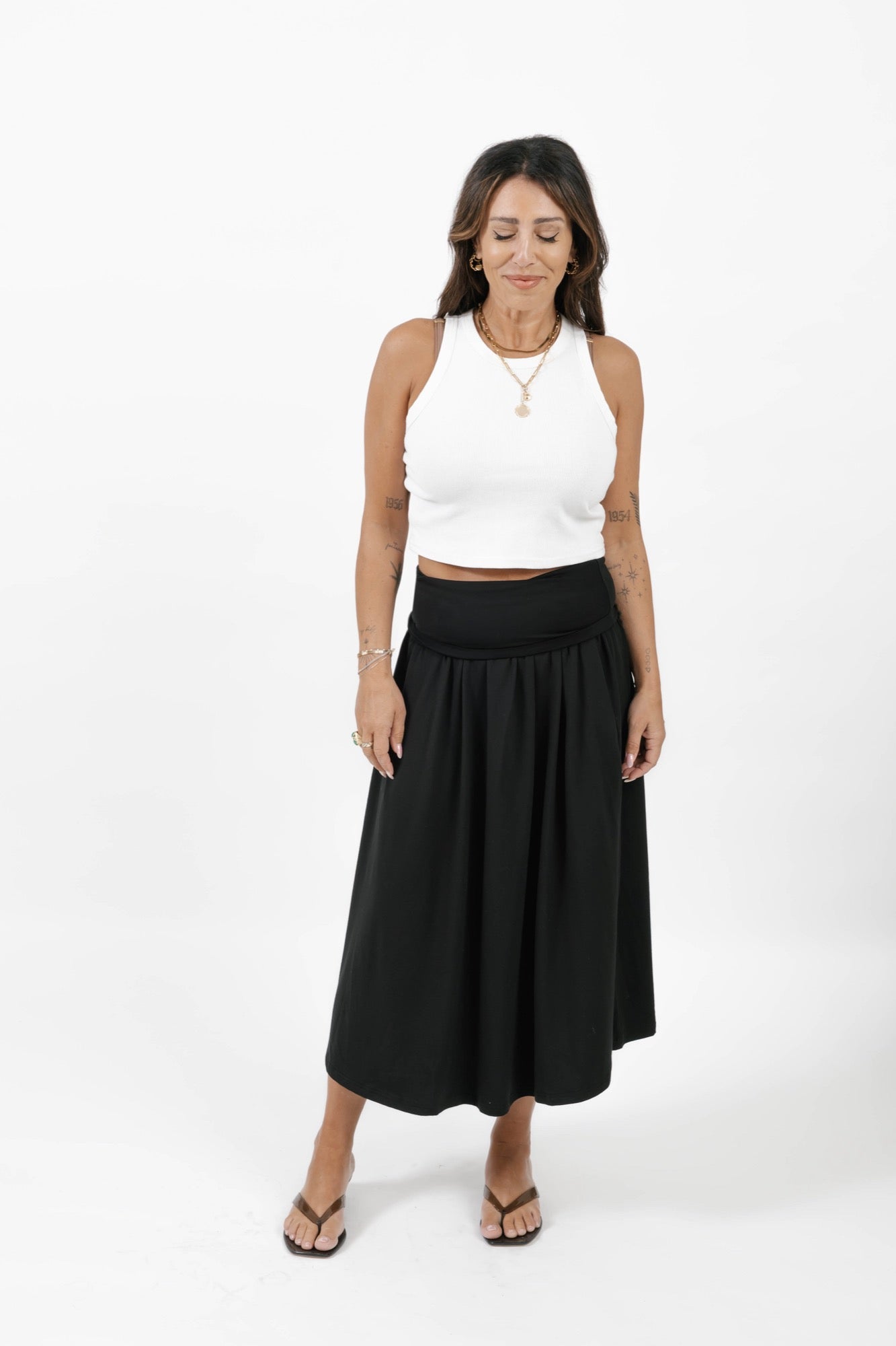 Ari 2-in-1 Dress + Skirt in Midnight Black