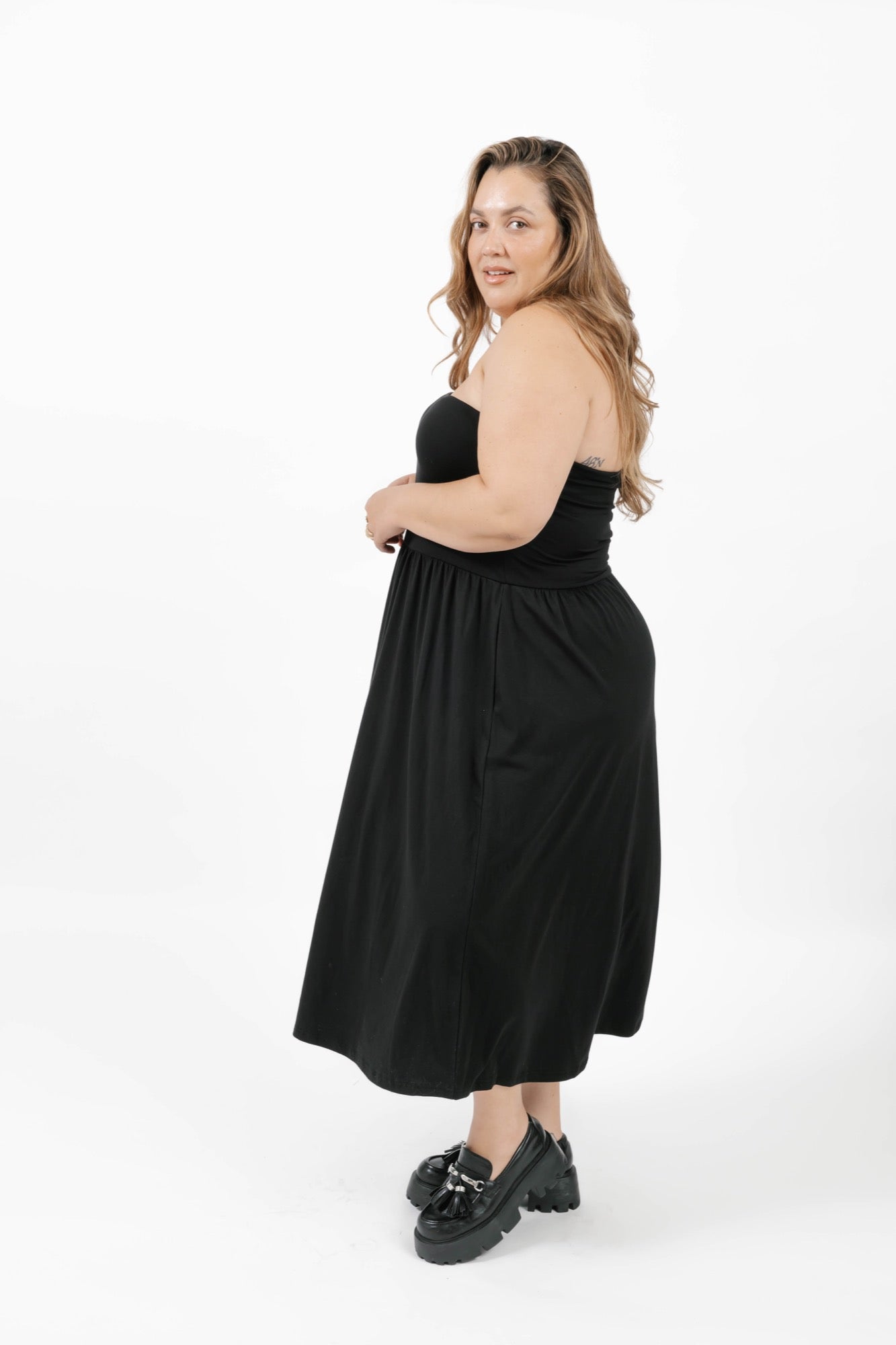Ari 2-in-1 Dress + Skirt in Midnight Black