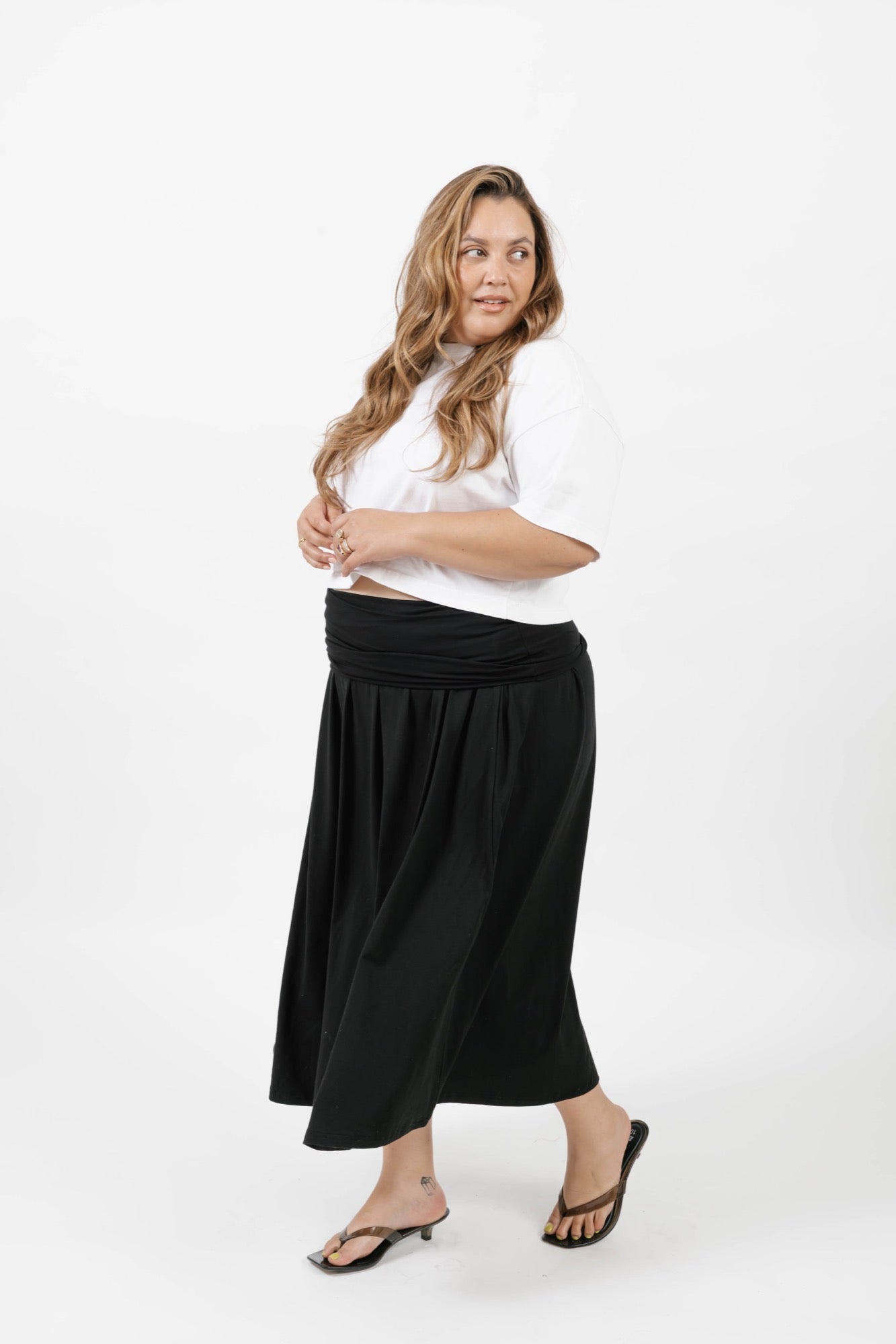 Ari 2-in-1 Dress + Skirt in Midnight Black