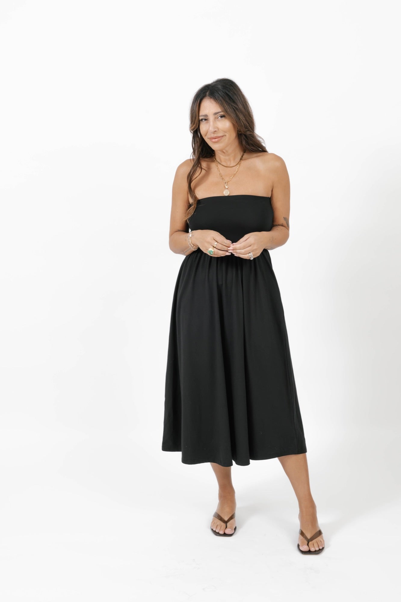 Ari 2-in-1 Dress + Skirt in Midnight Black