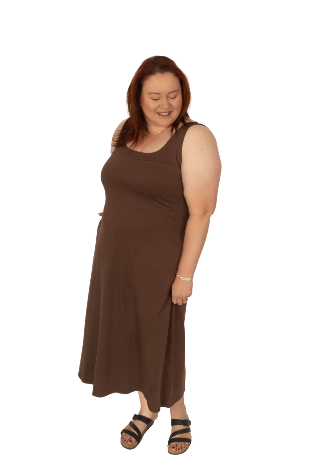 Jenna Midi Dress in Chocolate